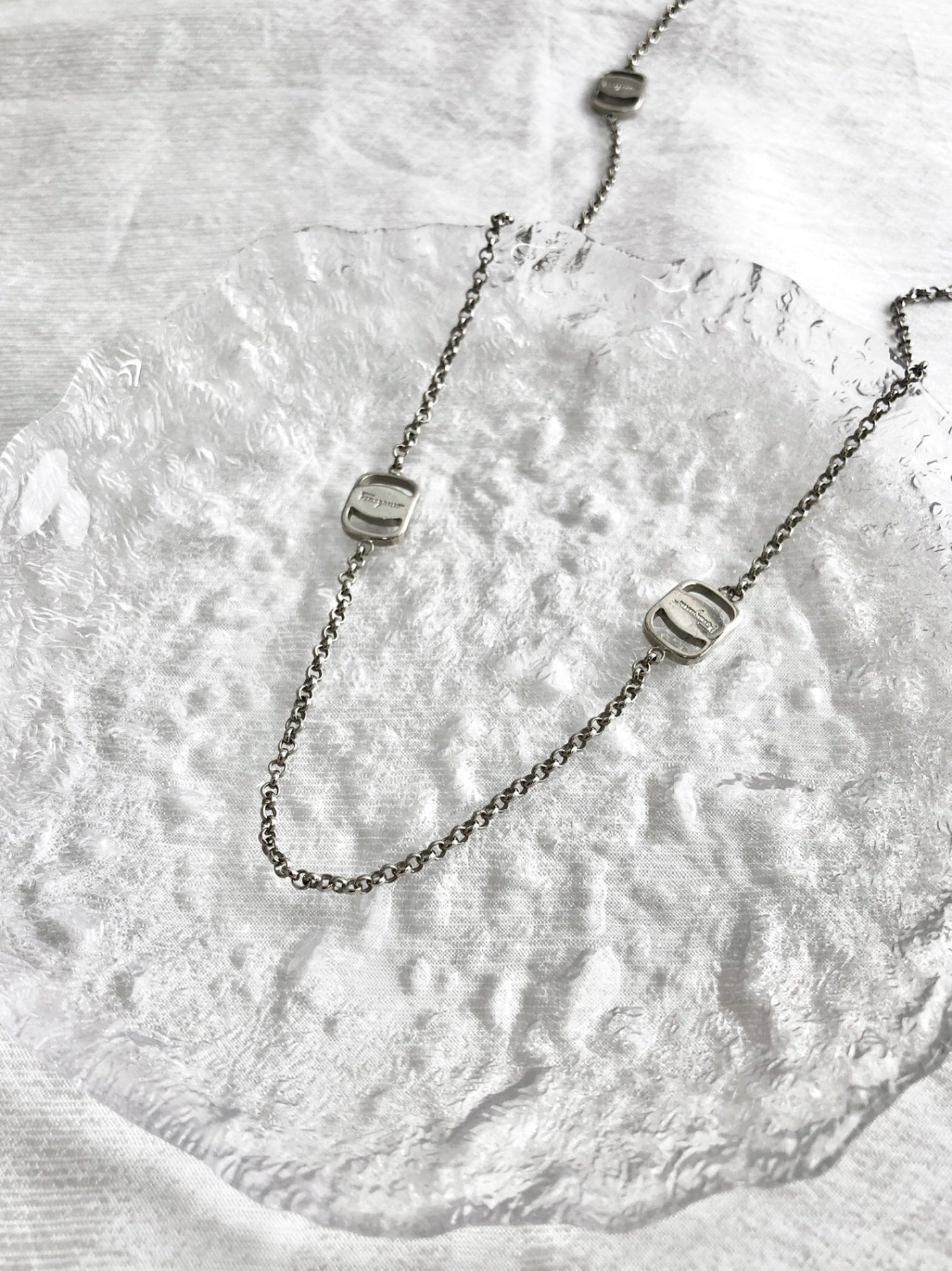 Salvatore Ferragamo Logo Necklace Silver Vintage dxhk76