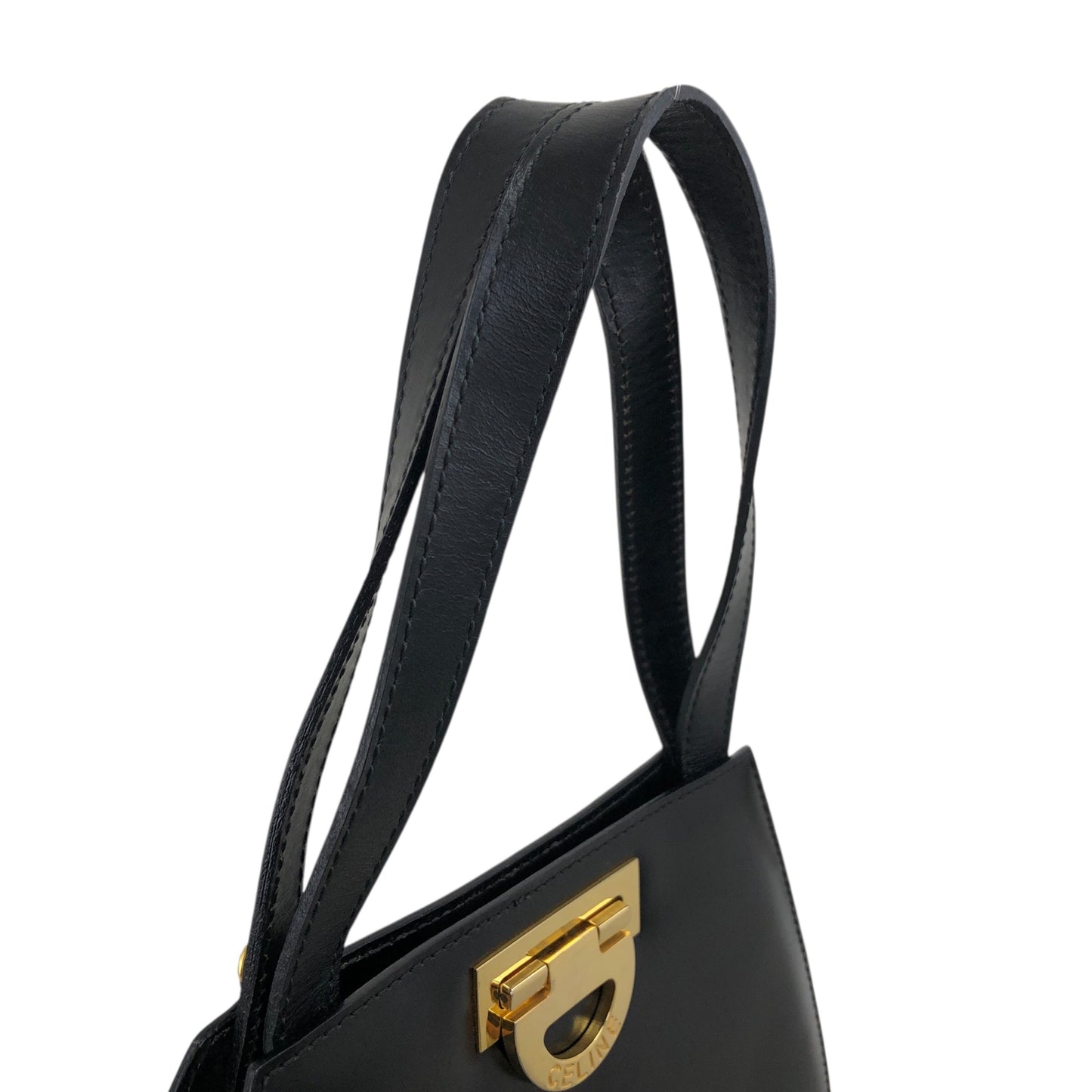 CELINE Horse Bit Two-way Handbag Shoulder bag Black Vintage my57ac