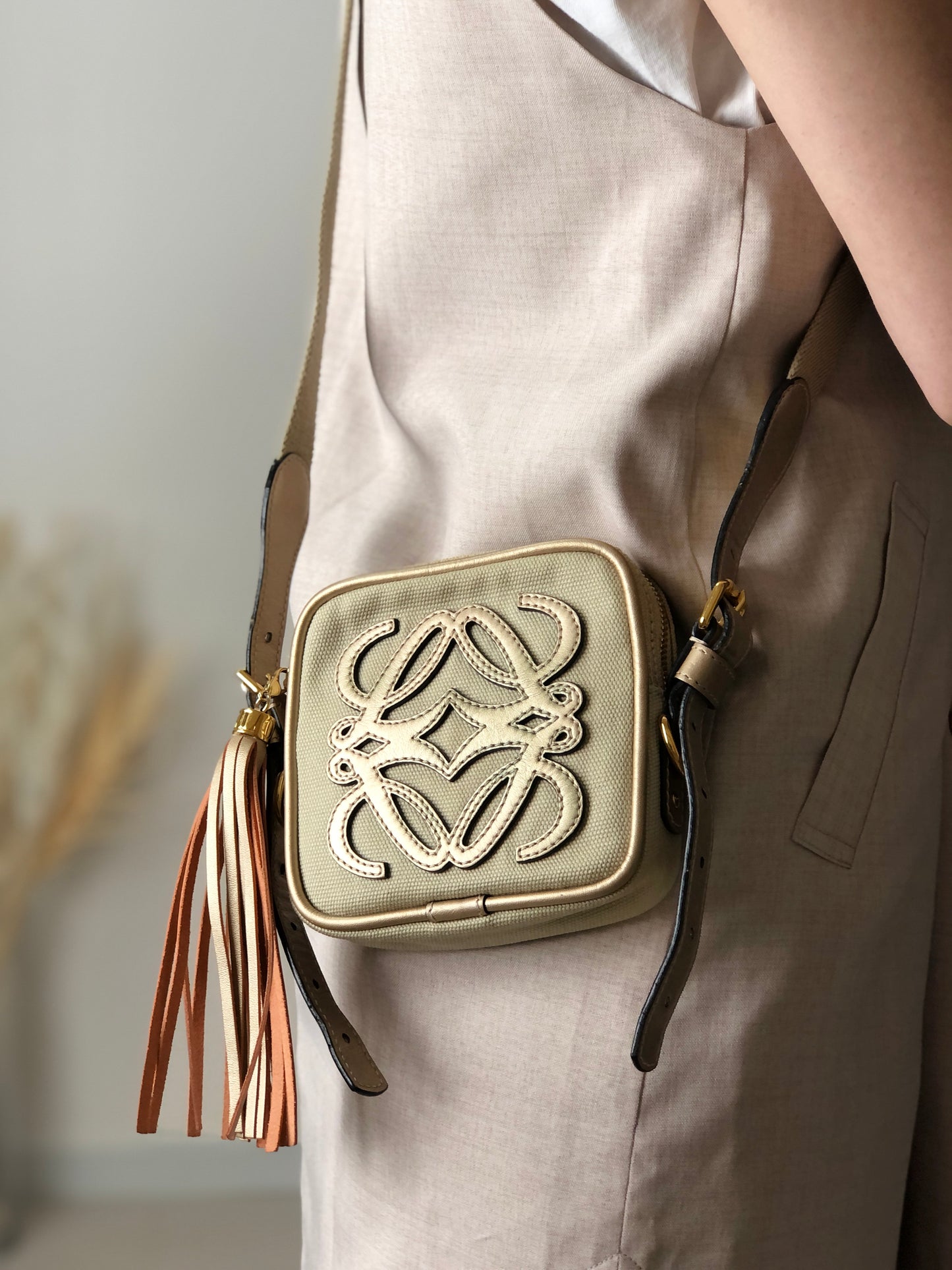 LOEWE Anagram Small Shoulder bag Beige Vintage meahck