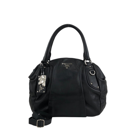 PRADA Logo Two-way Handbag Shoulder bag Black Vintage te623t