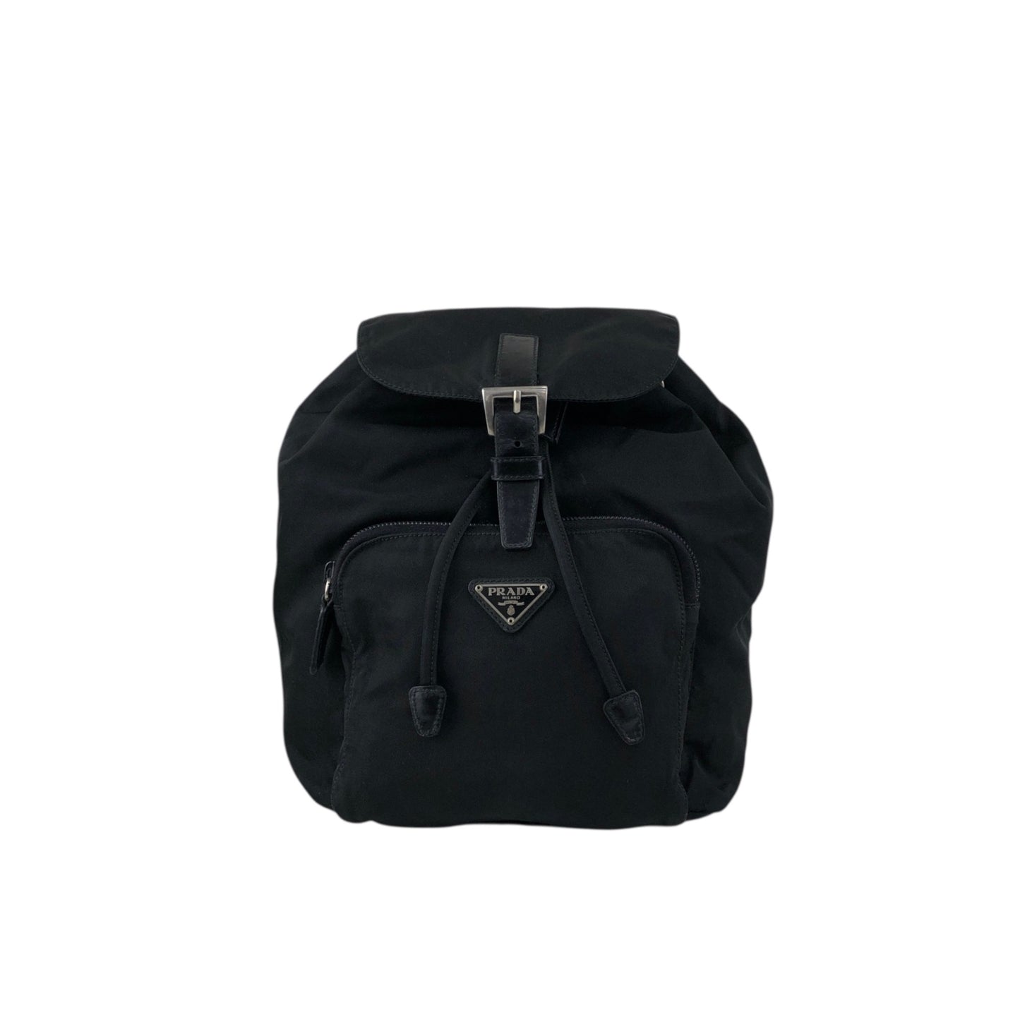 PRADA Tessuto Triangle Logo Front Pocket Backpack Black Vintage nnyiv2