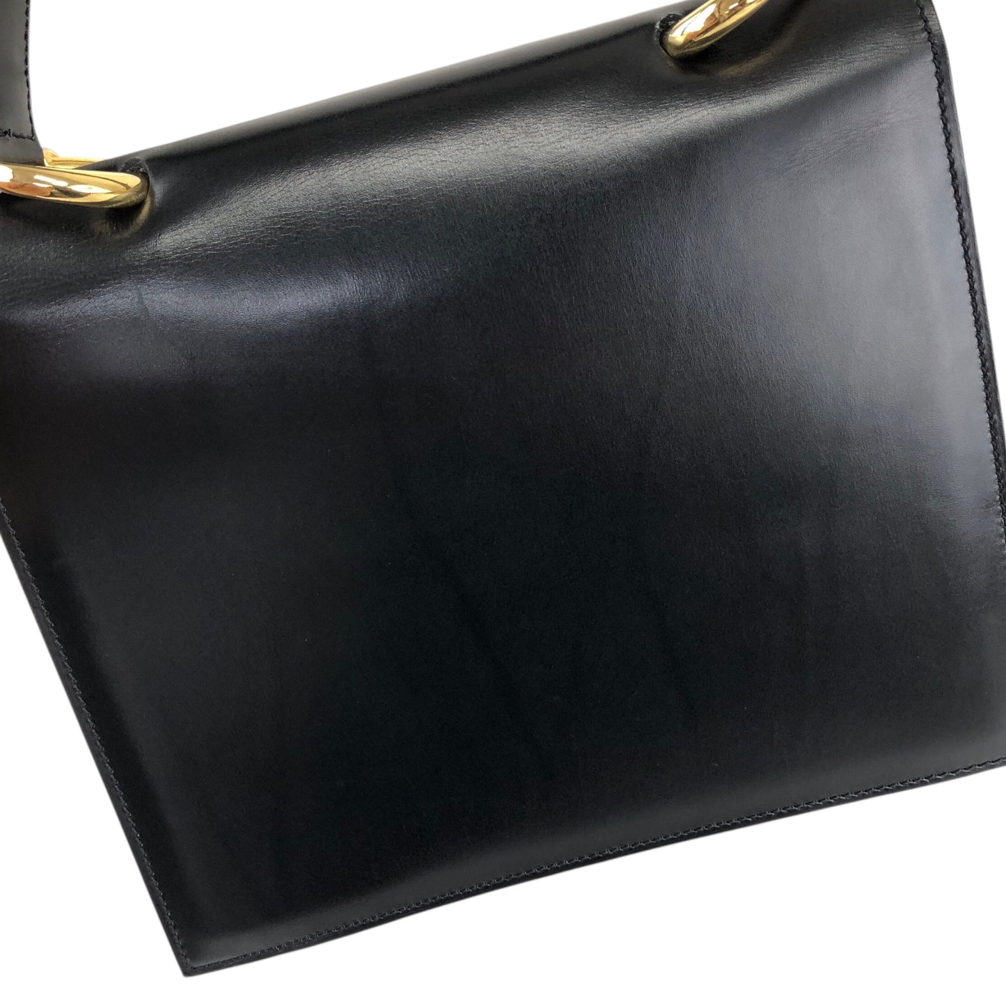 CELINE Horse Bit Top Handle Handbag Black Vintage b2e5yr