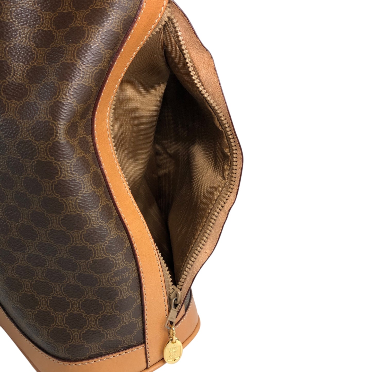 CELINE Macadam Blason Drawstring Shoulder bag Brown Vintage yp4ki3