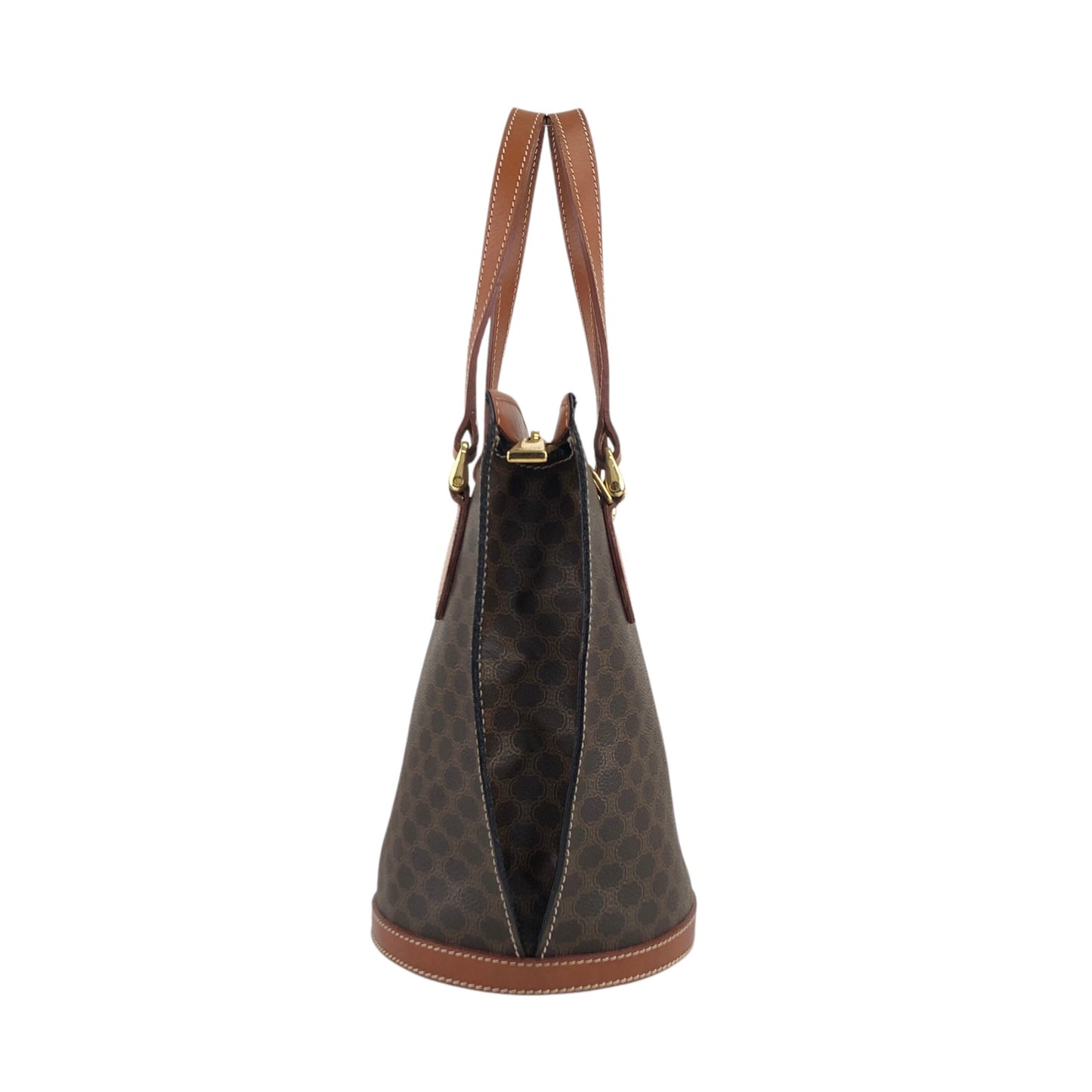 CELINE Macadam Blason Handbag Brown Vintage 5s22vy