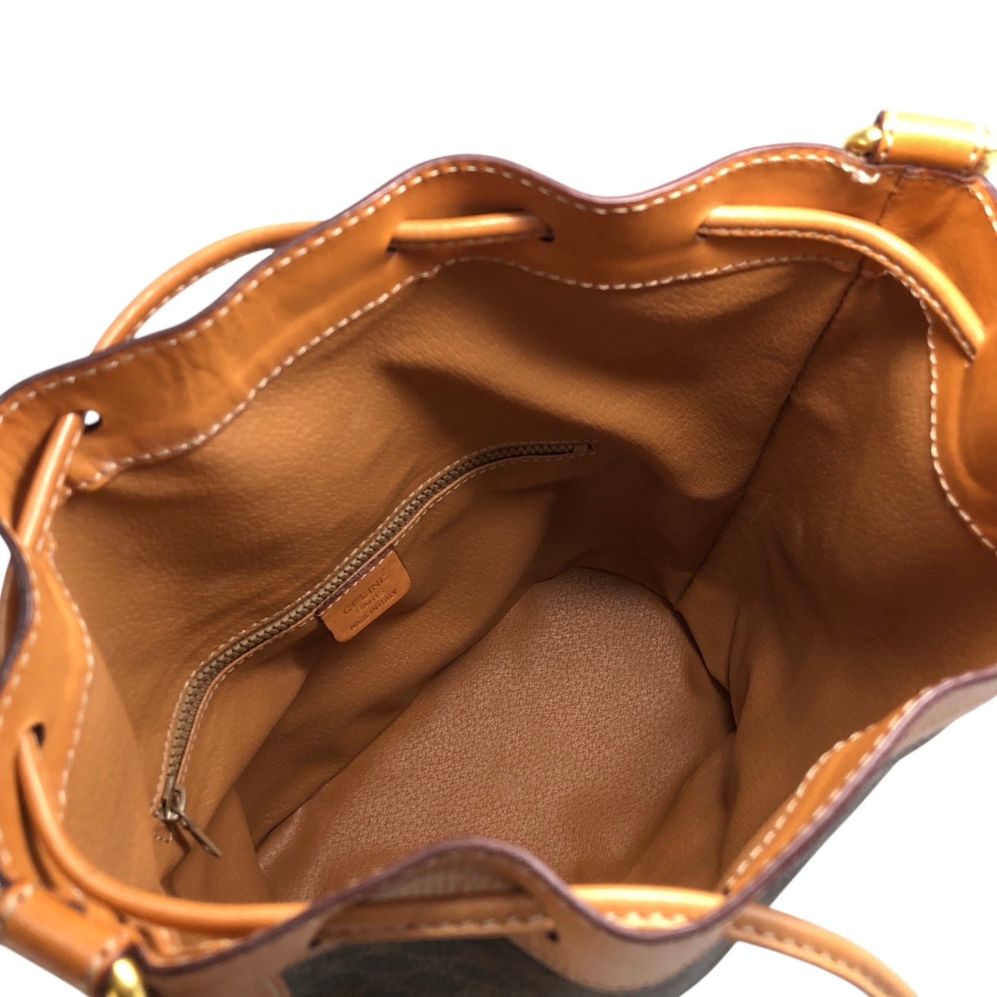 CELINE Macadam Blason Drawstring Shoulder bag Brown Vintage yp4ki3