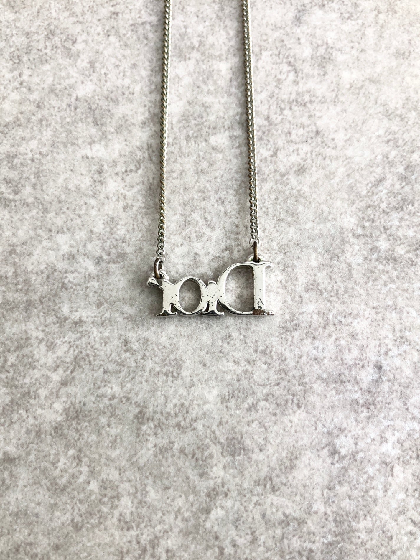 Christian Dior Logo Necklace Silver Vintage ymmgg4