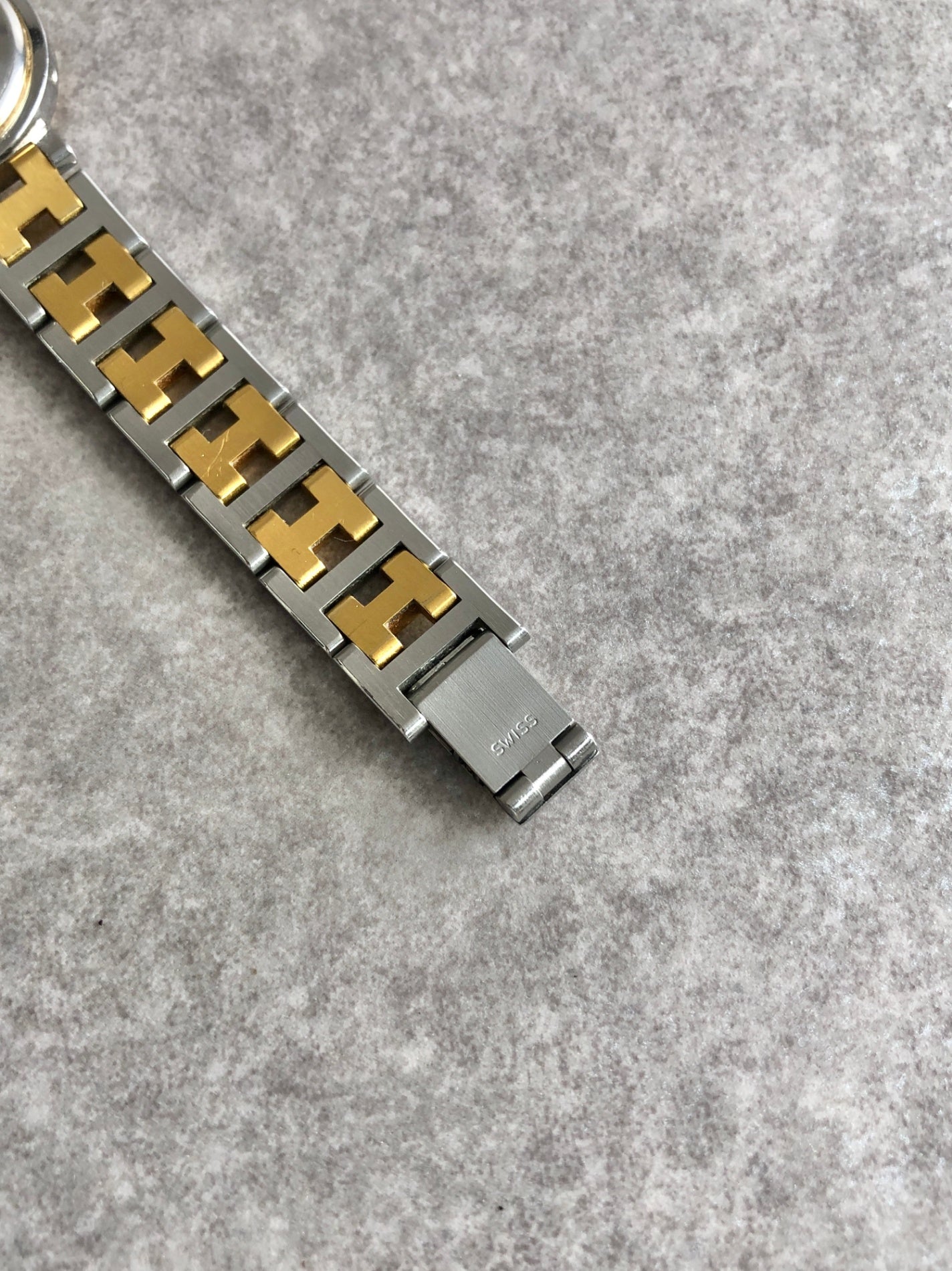 HERMES Quartz Watch Silver×Gold Vintage 7ahpvs