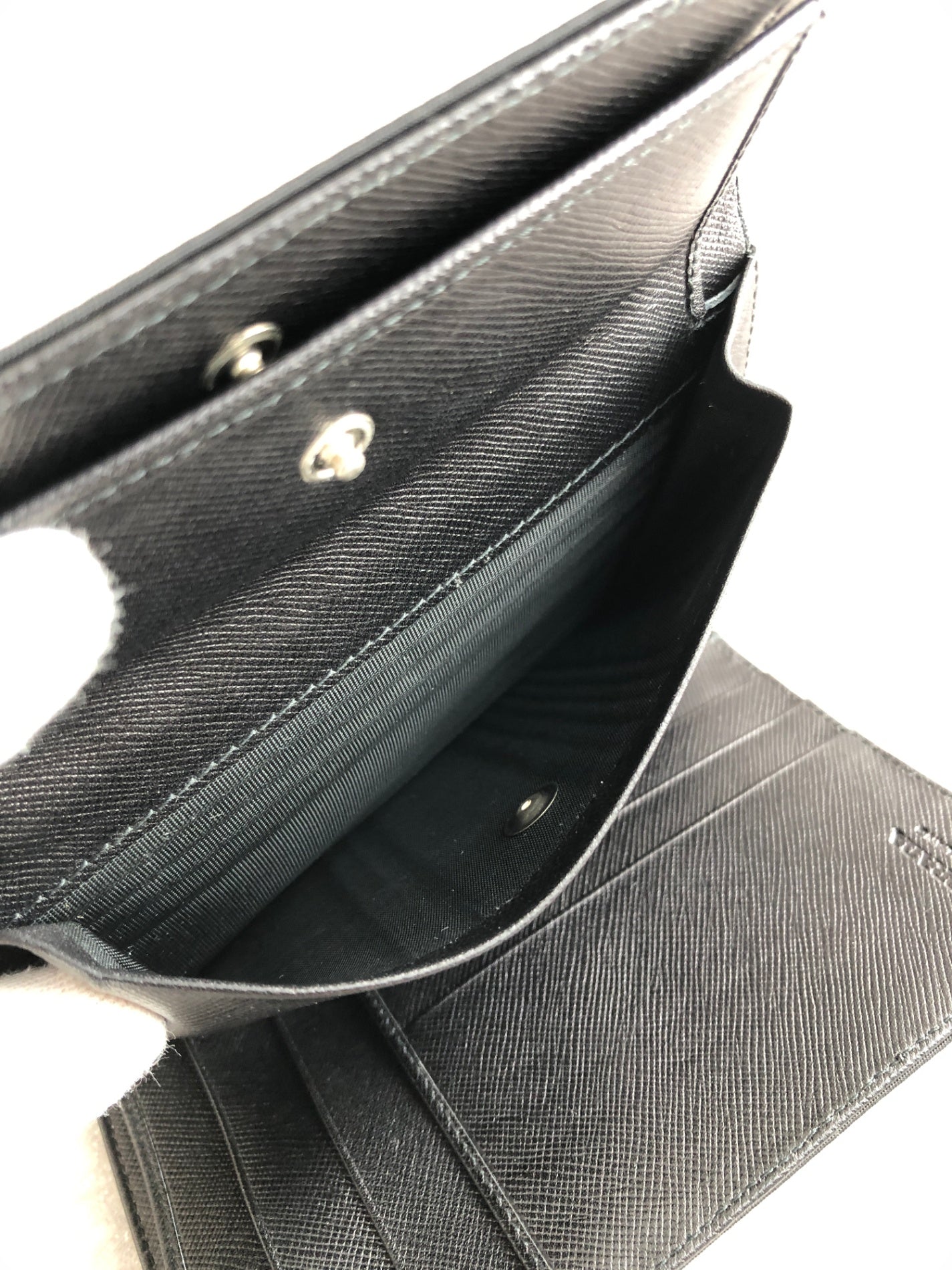 PRADA Triangle Logo Trifold Wallet Black Vintage kiyi6h