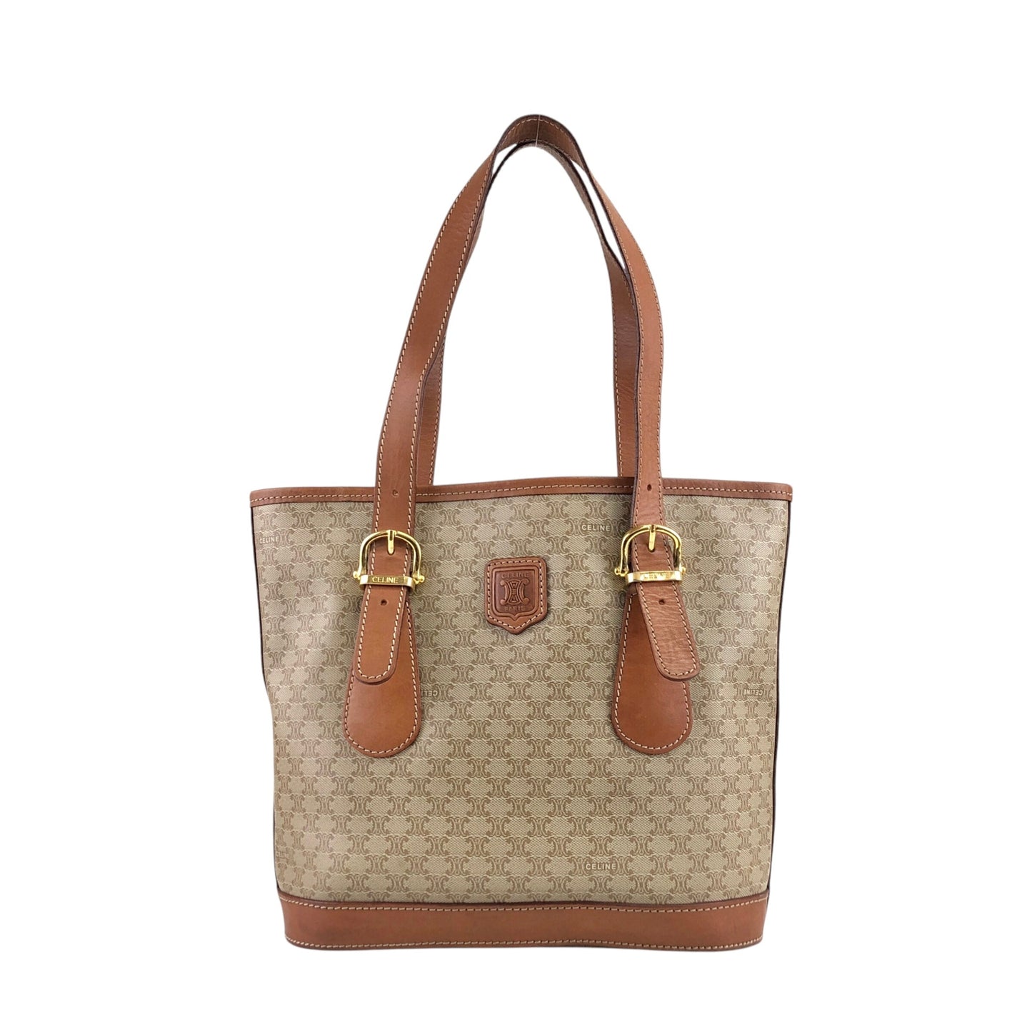 CELINE Macadam Blason Handbag Totebag Beige Vintage dvaj7z