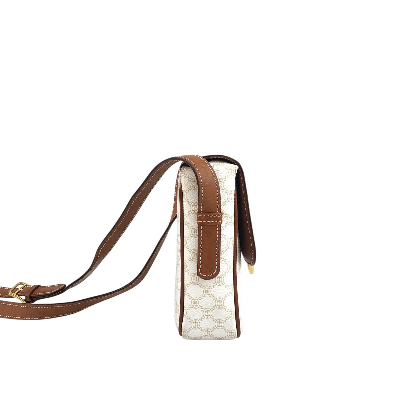 CELINE Macadam Gancini Shoulder bag White Vintage w4jb3k