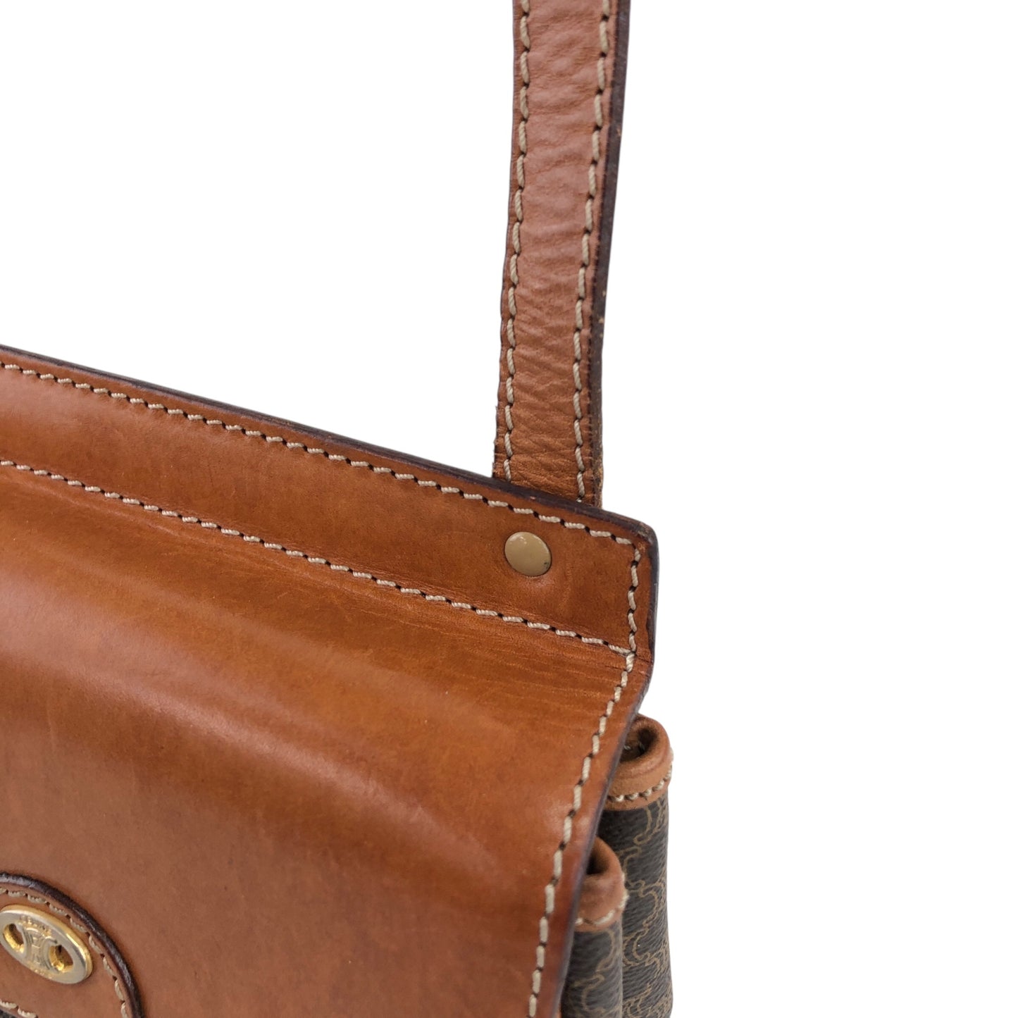 CELINE Macadam Blason Shoulder bag Brown Vintage nwujcb
