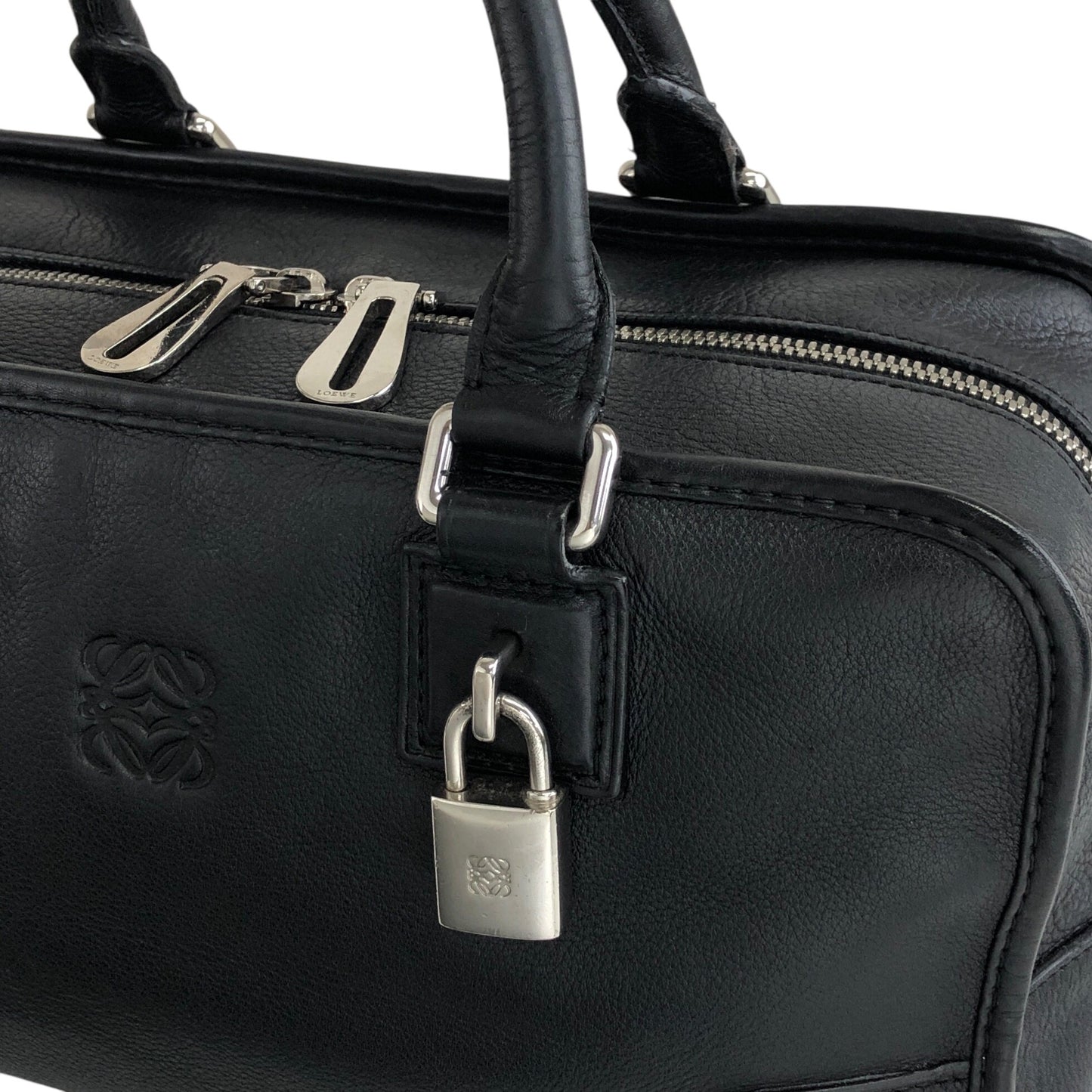 LOEWE Amazona28 Padlock Small Boston bag Handbag Black Vintage vbp8aw