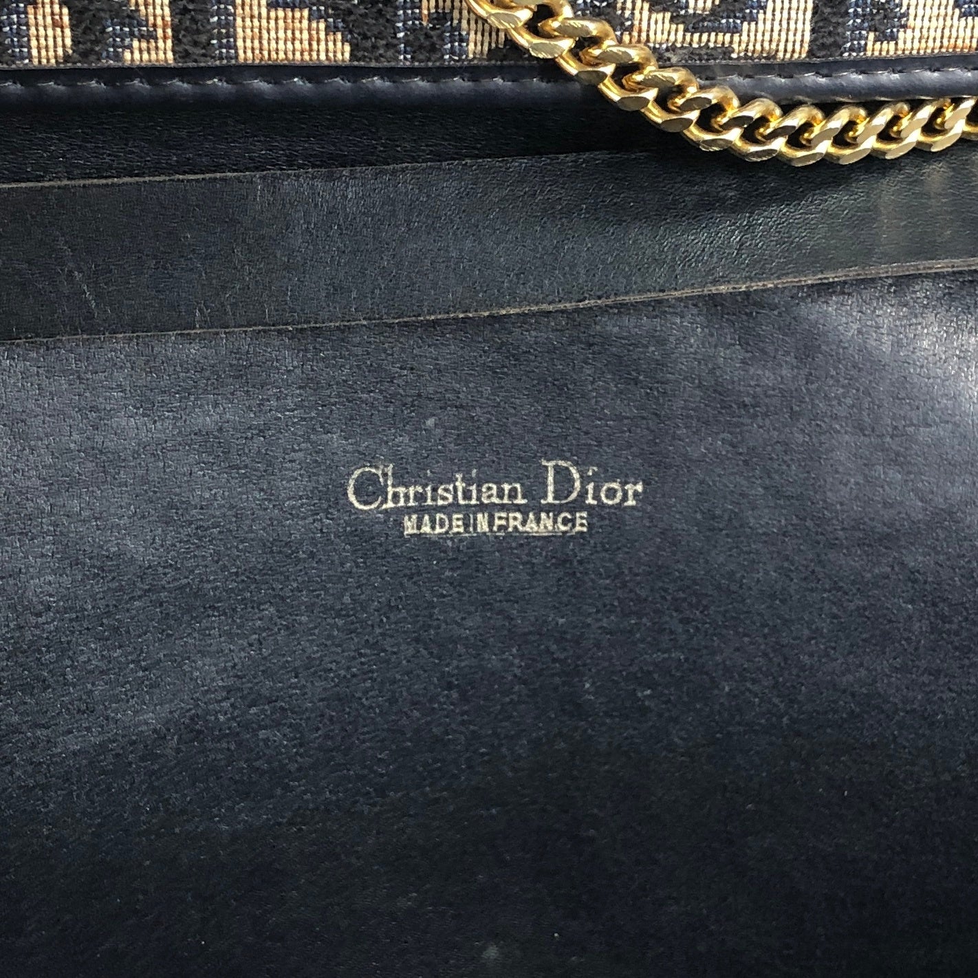 Christian Dior Trotter Chain Shoulder bag Navy Vintage xsjebd