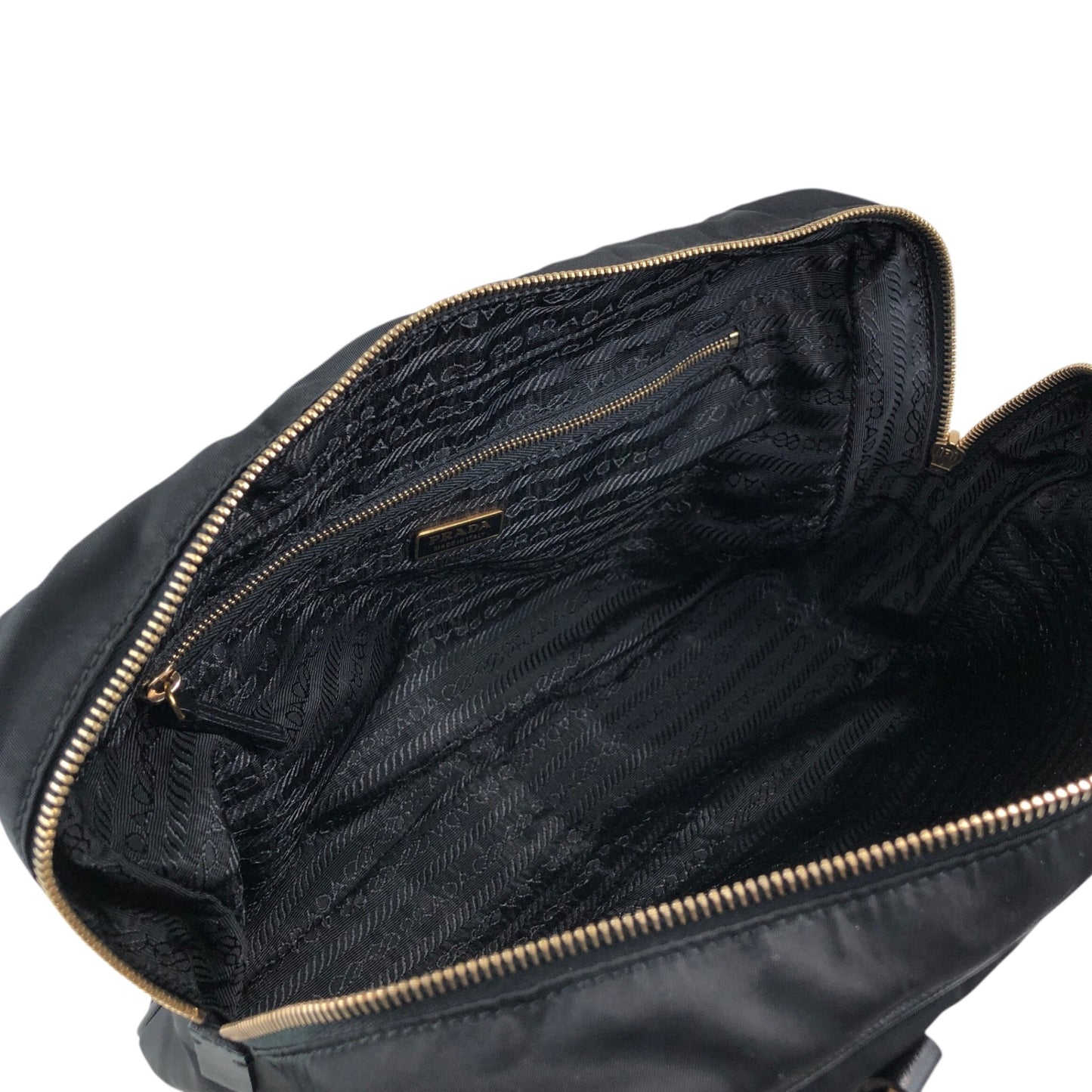 PRADA Tessuto Triangle Logo Small Boston bag Handbag Black Vintage jgrnxc