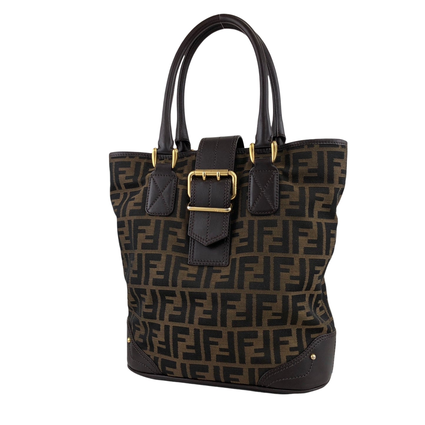 FENDI Zucca Front Buckle Totebag Brown Vintage dirw6v