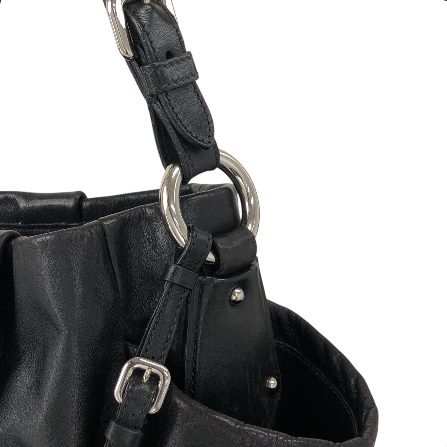 PRADA Logo Shoulder bag Hobobag Black Vintage pbitjd