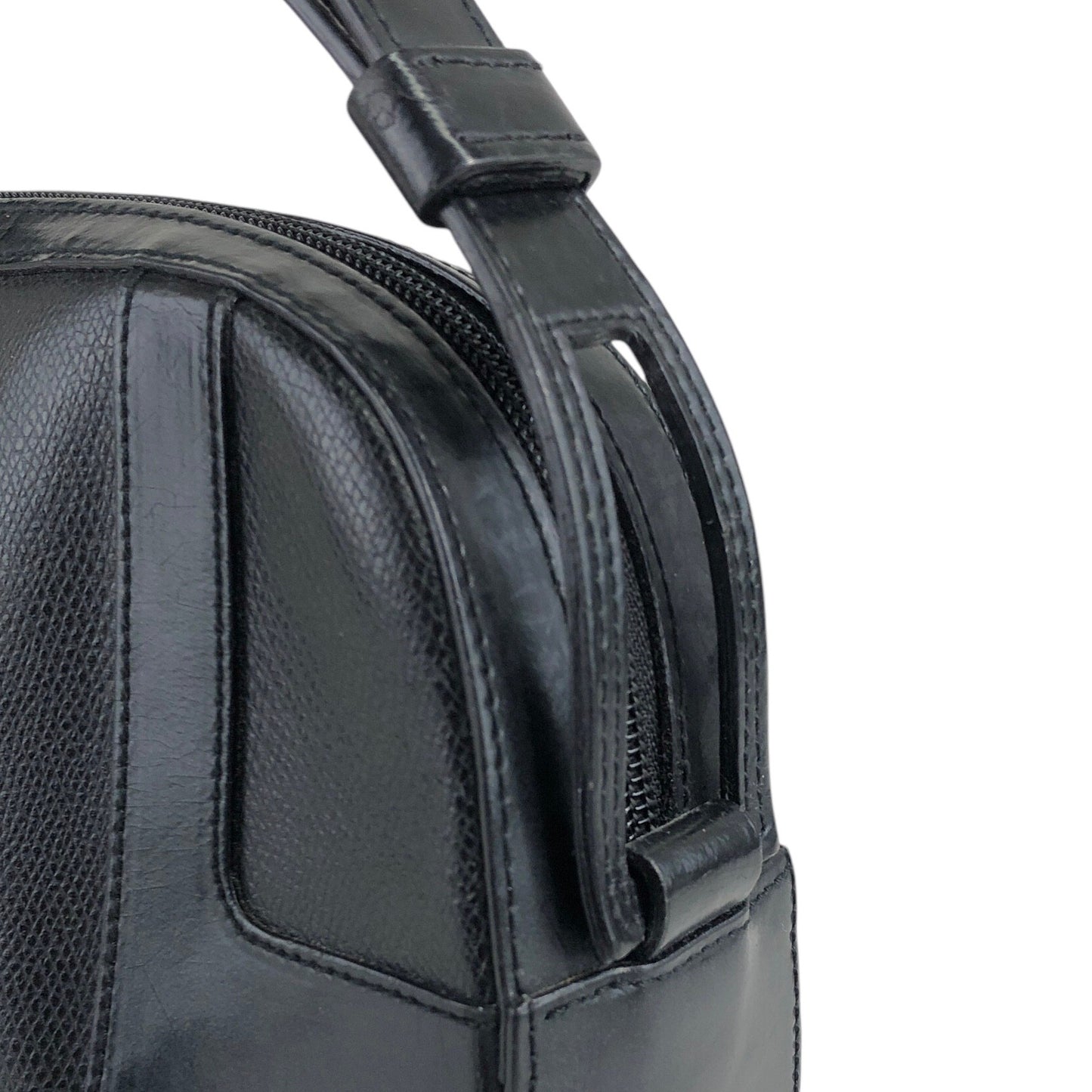 GIVENCHY Logo Embossed Handbag Black Vintage 535hez