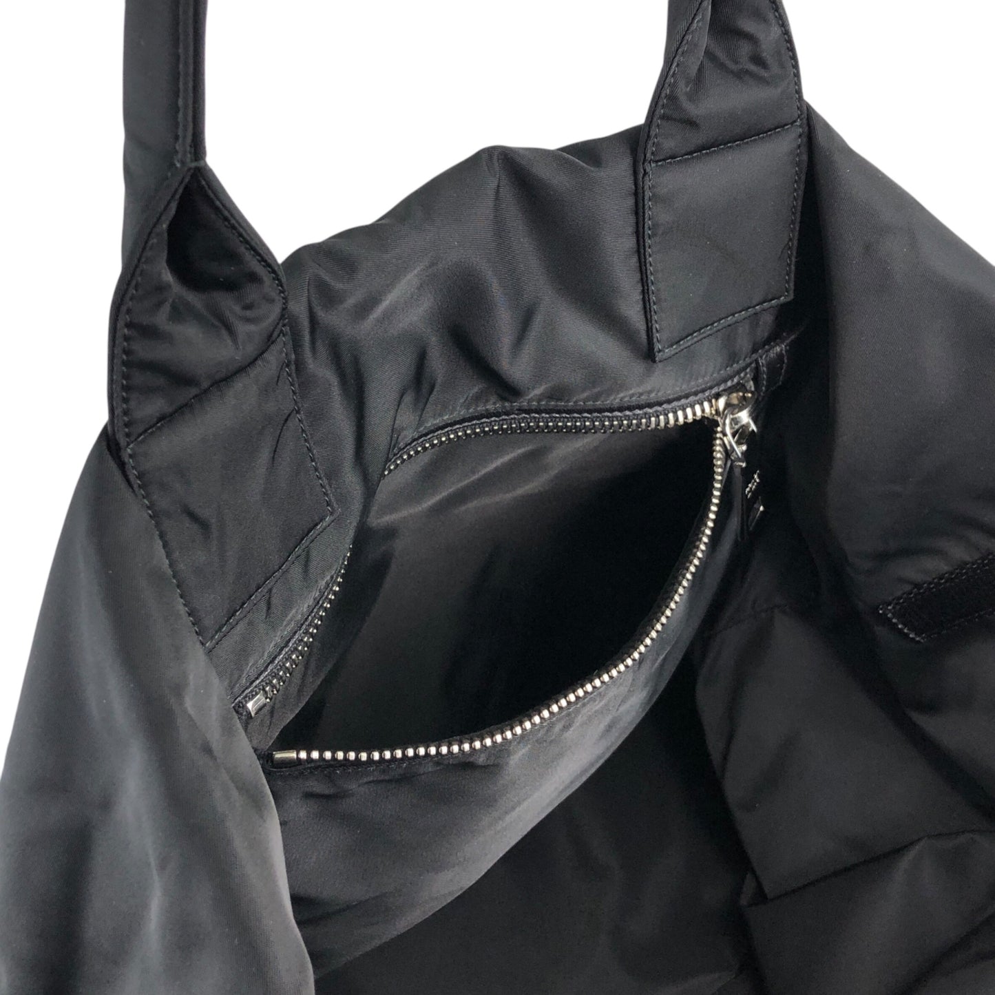 PRADA Triangle Logo Front Zipper Handbag Black Vintage eyn74f