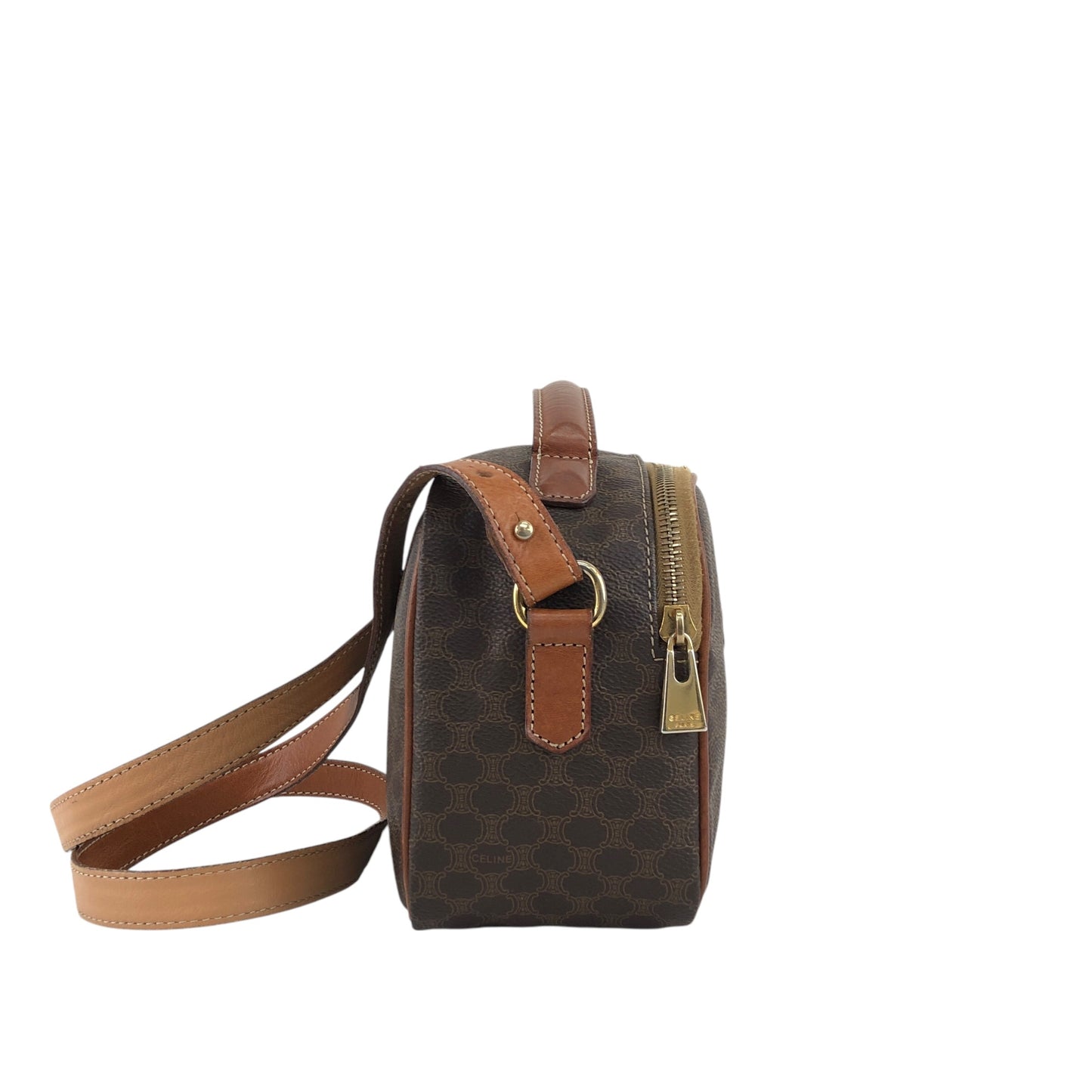CELINE Macadam Blason Two-way Handbag Shoulder bag Brown Vintage 8rtyi2