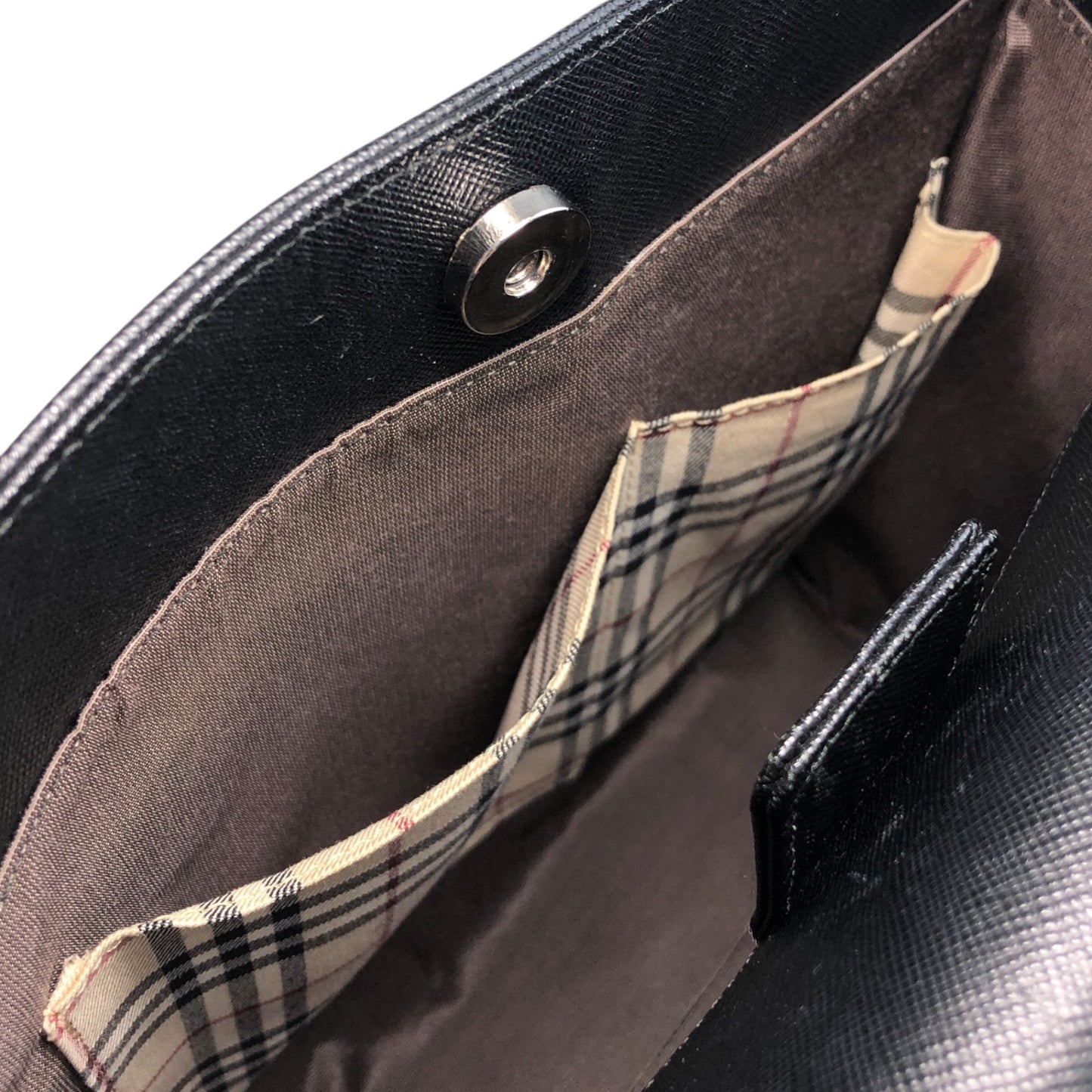 BURBERRY Logo Handbag Black Vintage yej8u5