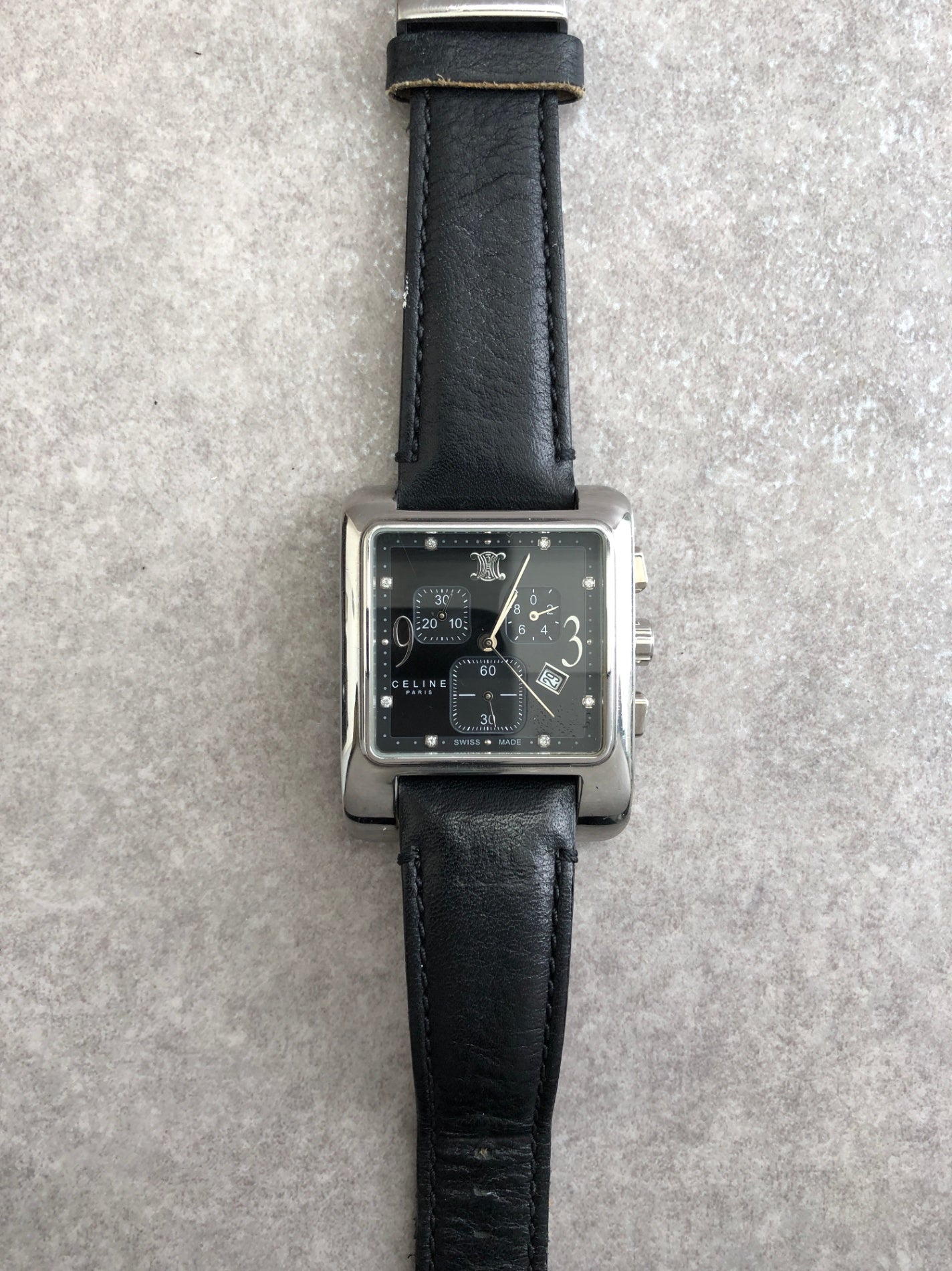 CELINE Blason Quartz Watch Black Vintage yvw3tu