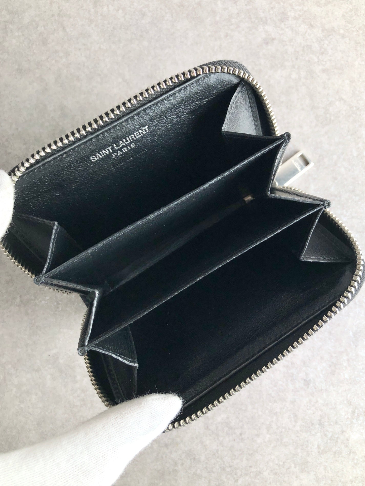 Yves Saint Laurent YSL Logo Coin Purse Black Vintage tpc6gd