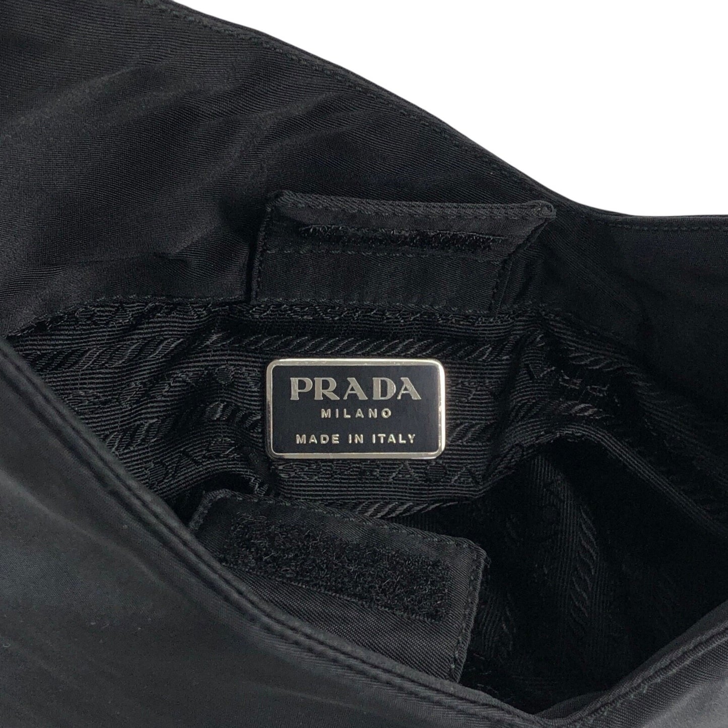 PRADA Tessuto Triangle Logo Small Handbag Black Vintage 5aczat