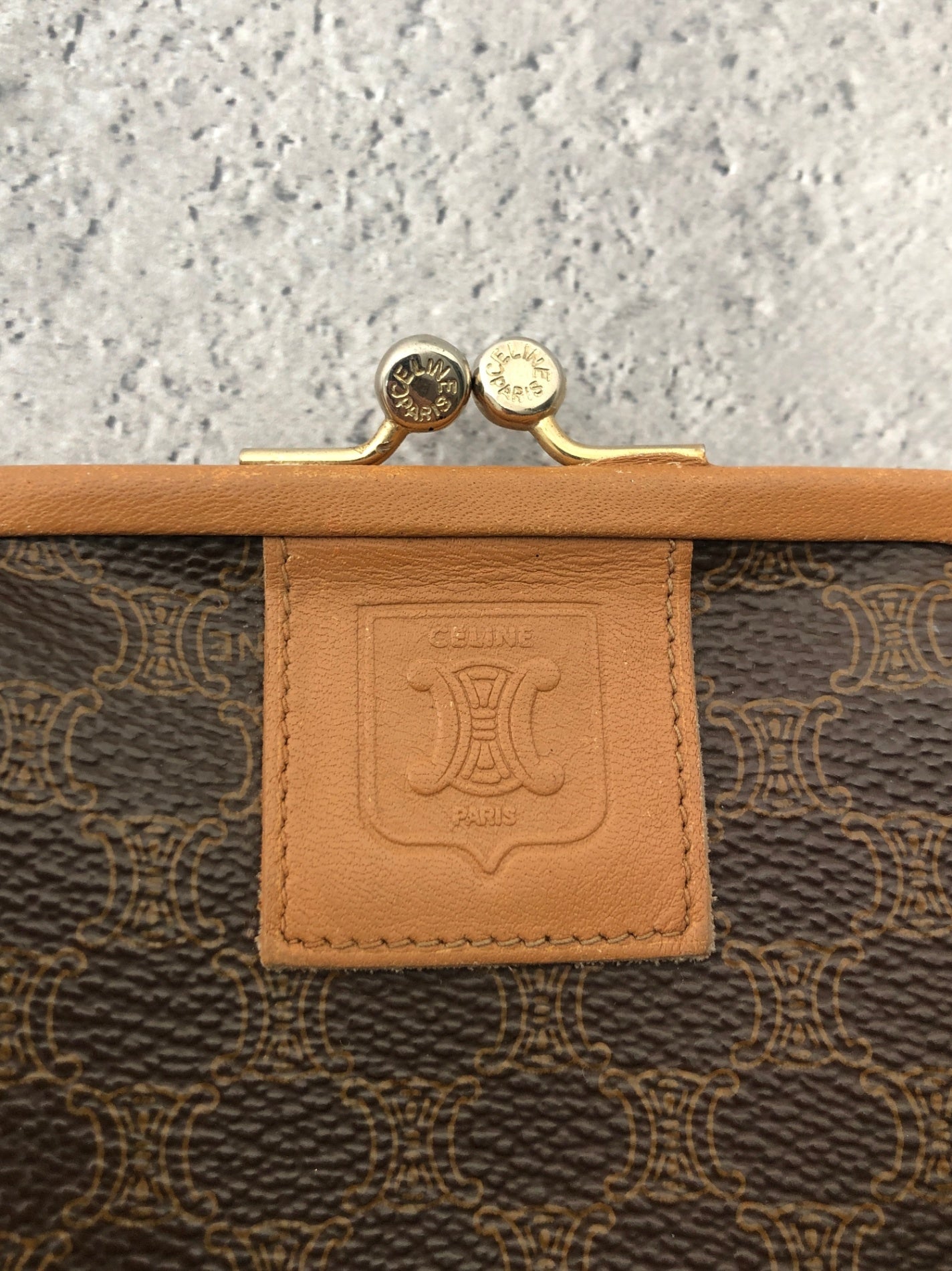 CELINE Macadam Blason 金屬扣零錢包棕色復古 g62ssc
