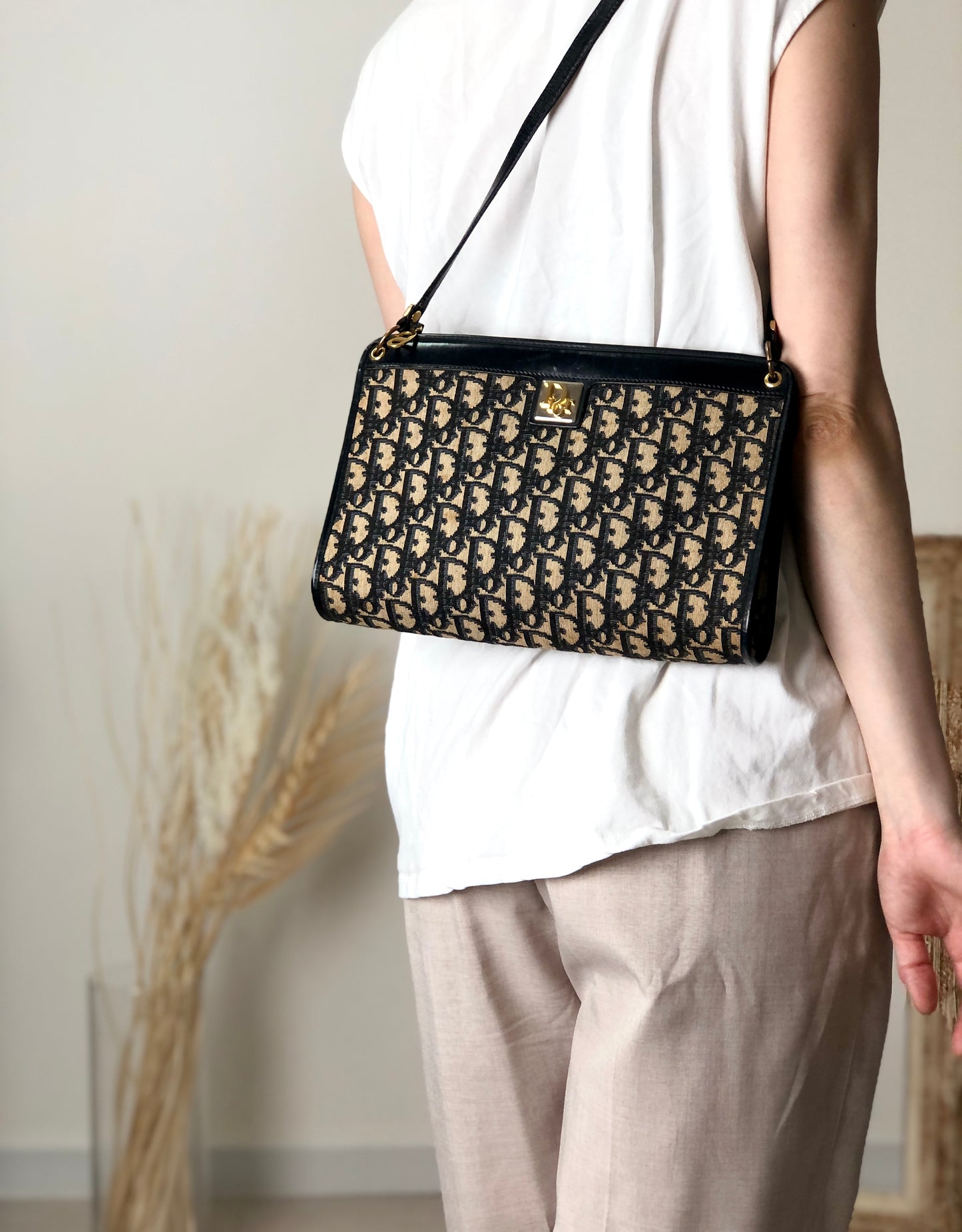 Christian Dior Trotter Shoulder bag Navy Vintage s463xx