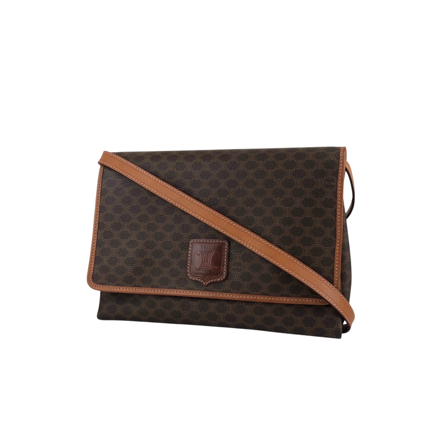 CELINE Macadam Blason Shoulder bag Brown Vintage fchn4d