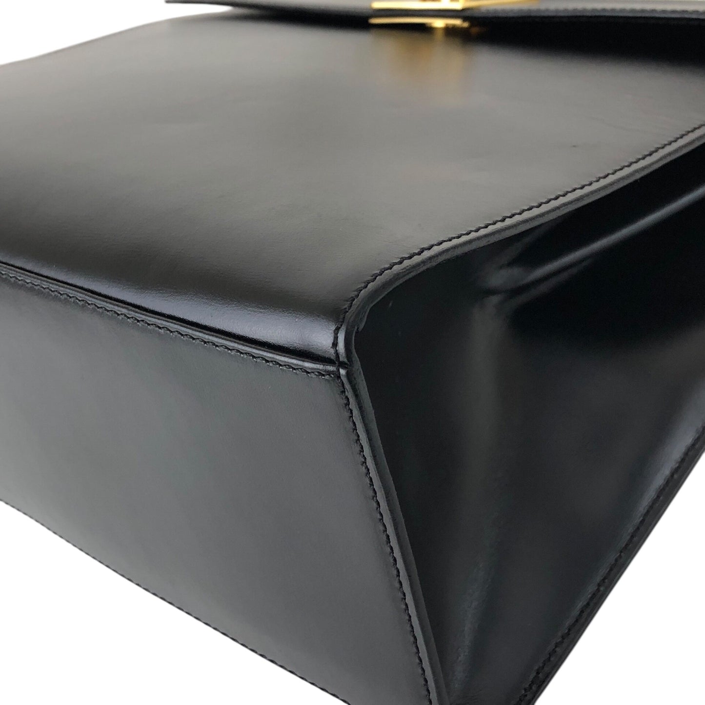 CELINE Gancini Top Handle Handbag Black Vintage a8utvp