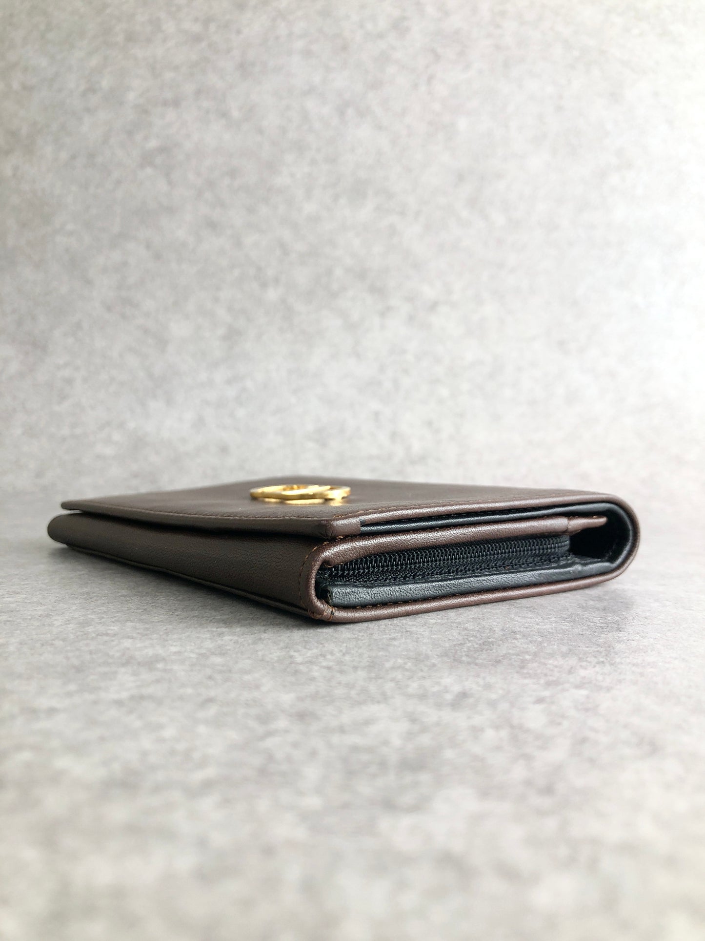 Christian Dior CD Logo Folded Wallet Brown Vintage 7ypju8