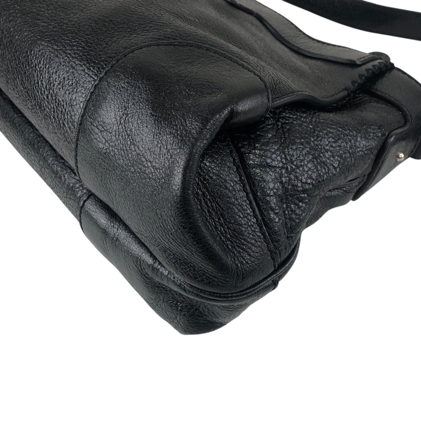 CELINE Horse Carriage Logo Handbag Hobobag Black Vintage hieixd