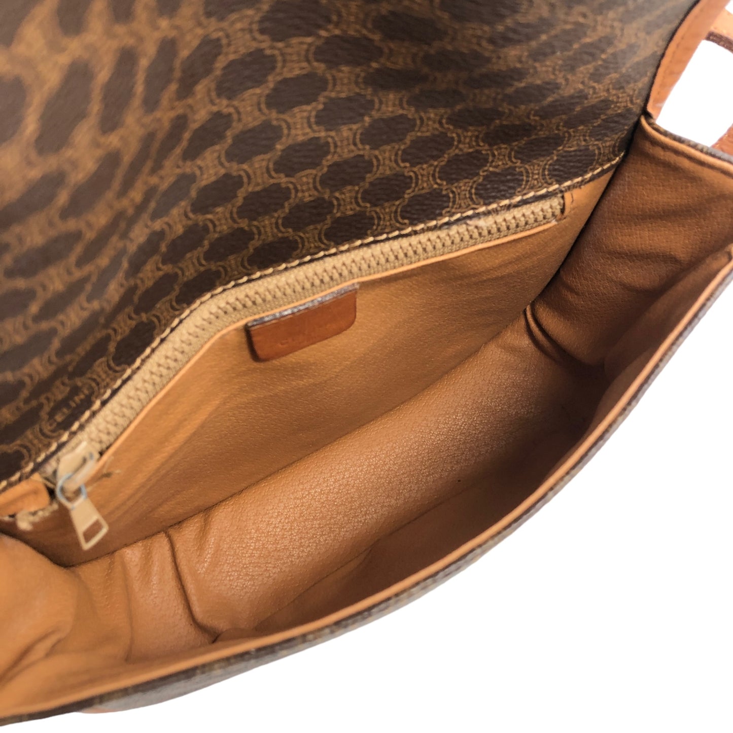 CELINE Macadam Front Buckle PVC Leather Shoulder bag Brown Vintage 7dgwui