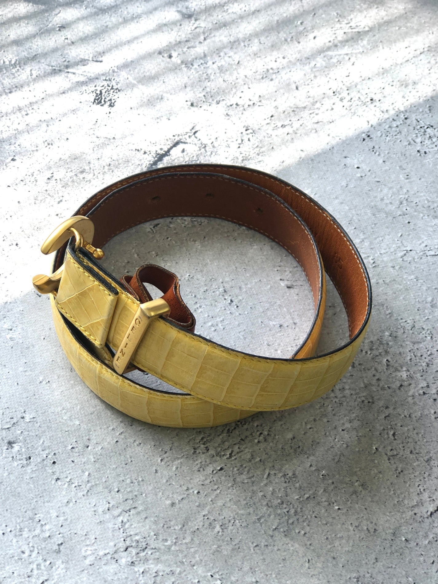 CELINE C 標誌皮革腰帶米色復古 v3ejh6