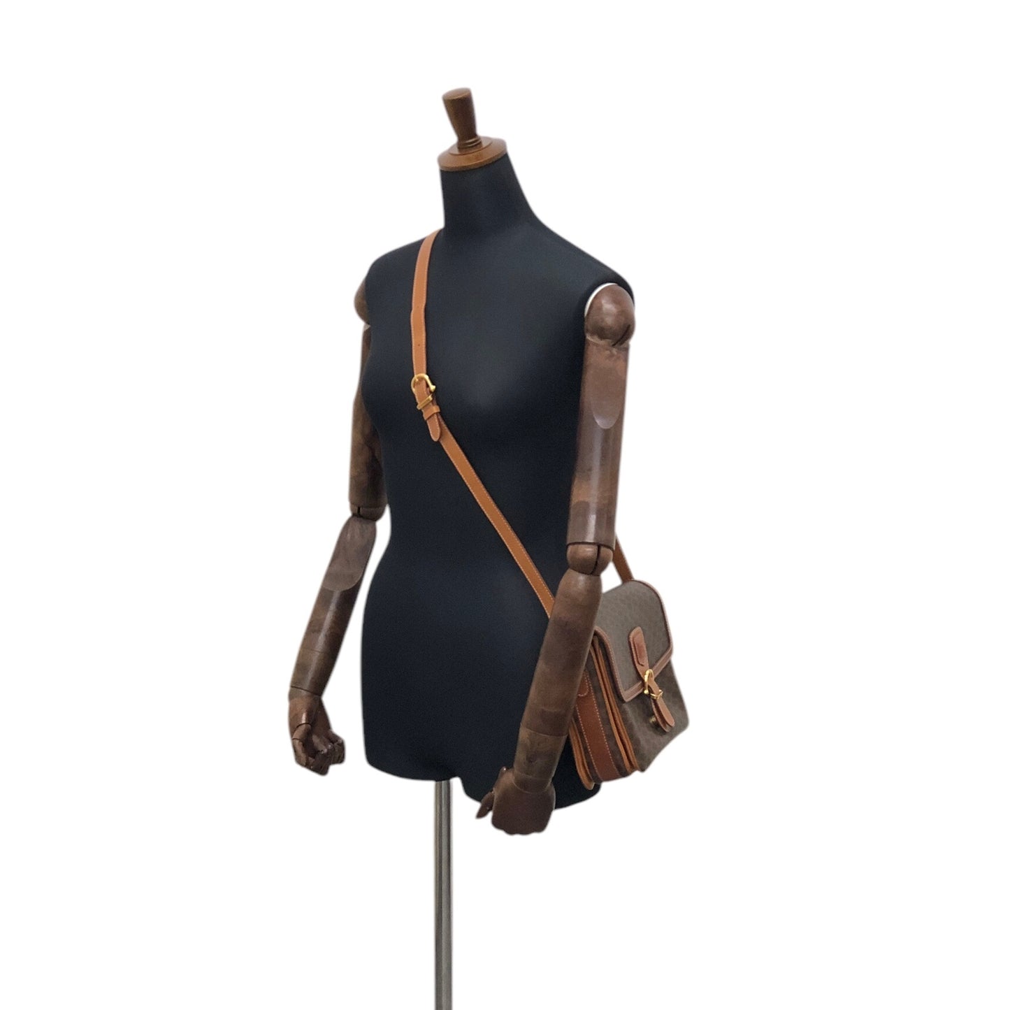 CELINE Macadam Blason Front Buckle Shoulder bag Brown Vintage yanyh7