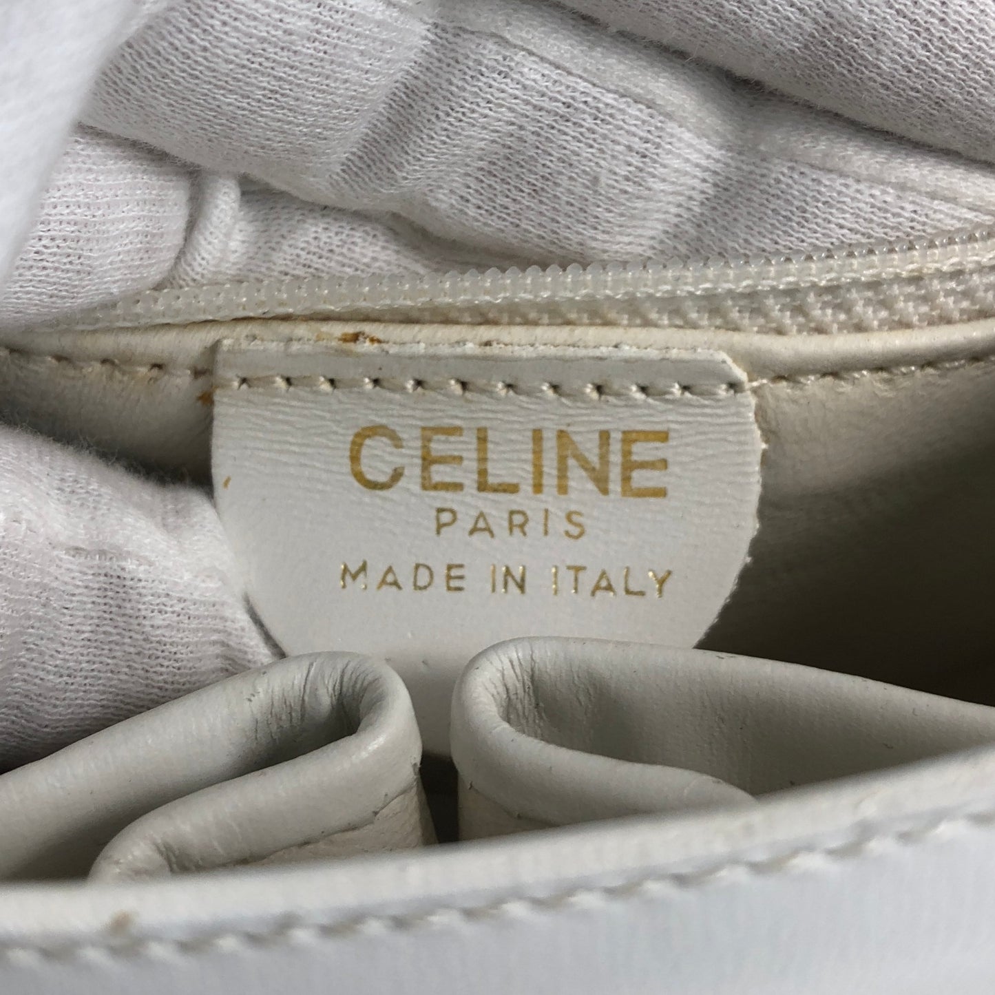 CELINE Triomphe Top Handle Handbag White Vintage 33tdem