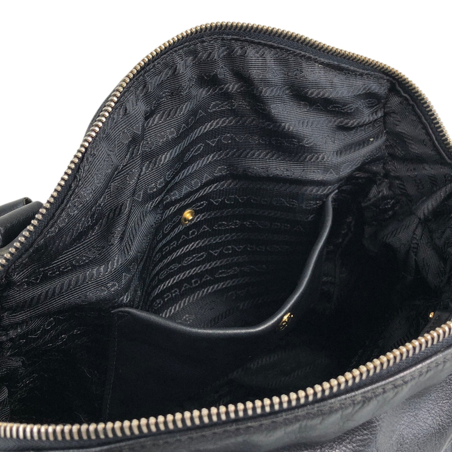 PRADA Logo Two-way Handbag Shoulder bag Black Vintage ashbj6