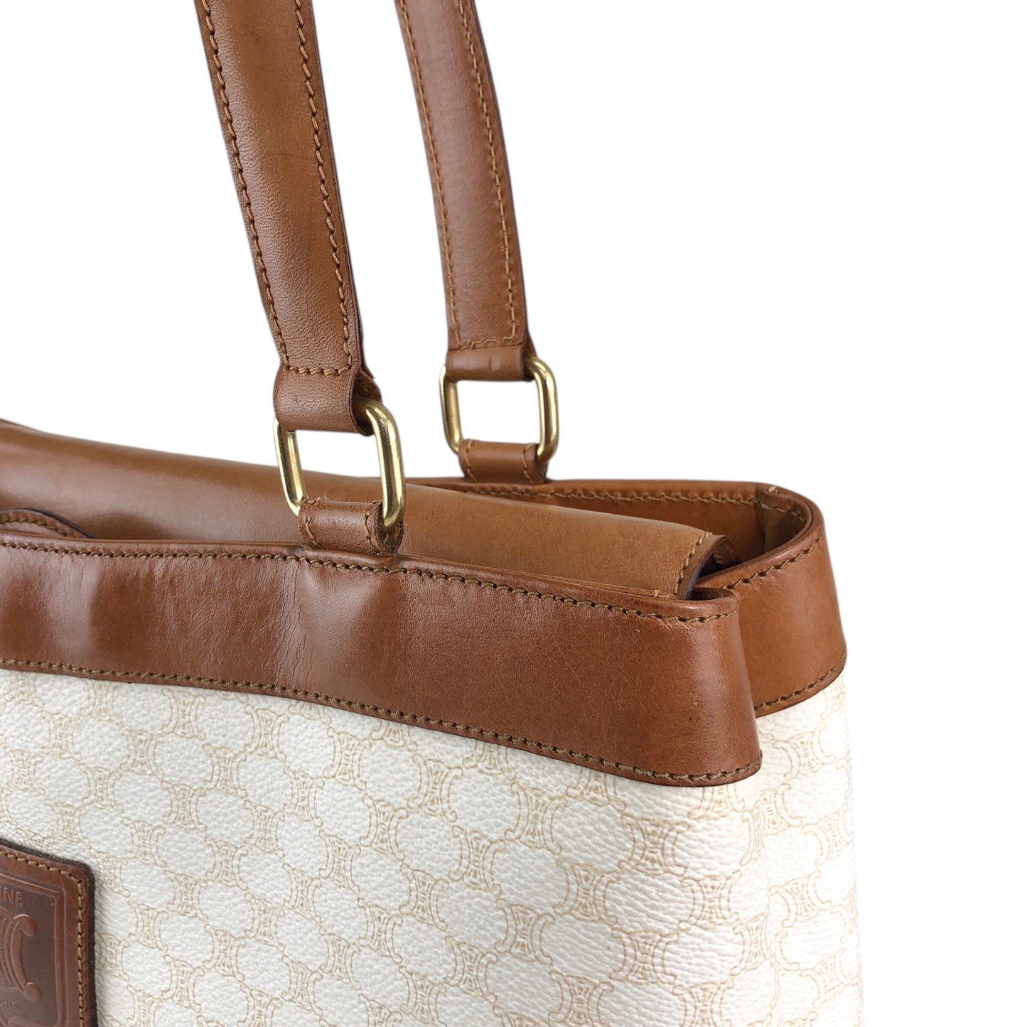CELINE Macadam Blason Handbag White Vintage jebkgk