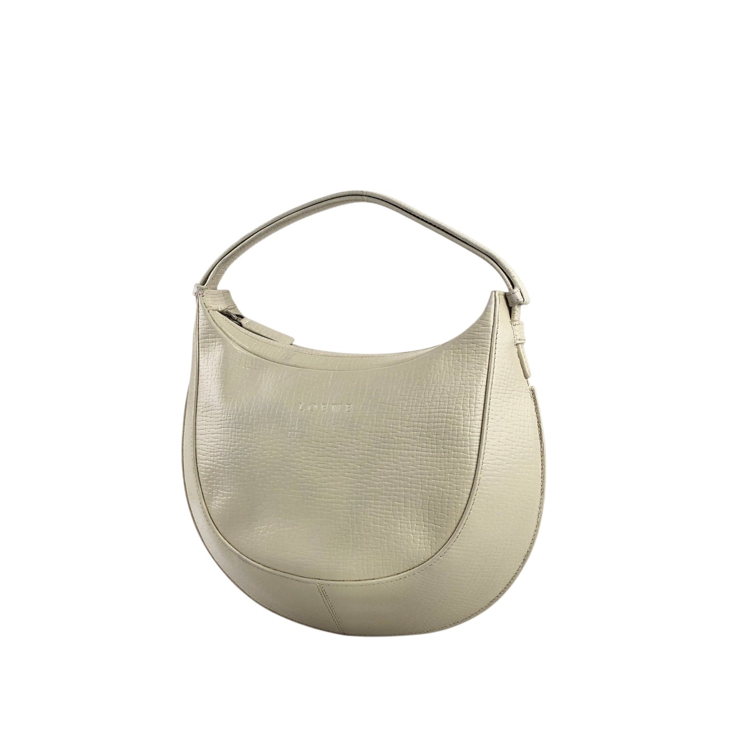 LOEWE Logo Embossed Shoulder bag Hobobag Ivory Vintage 4kksw6