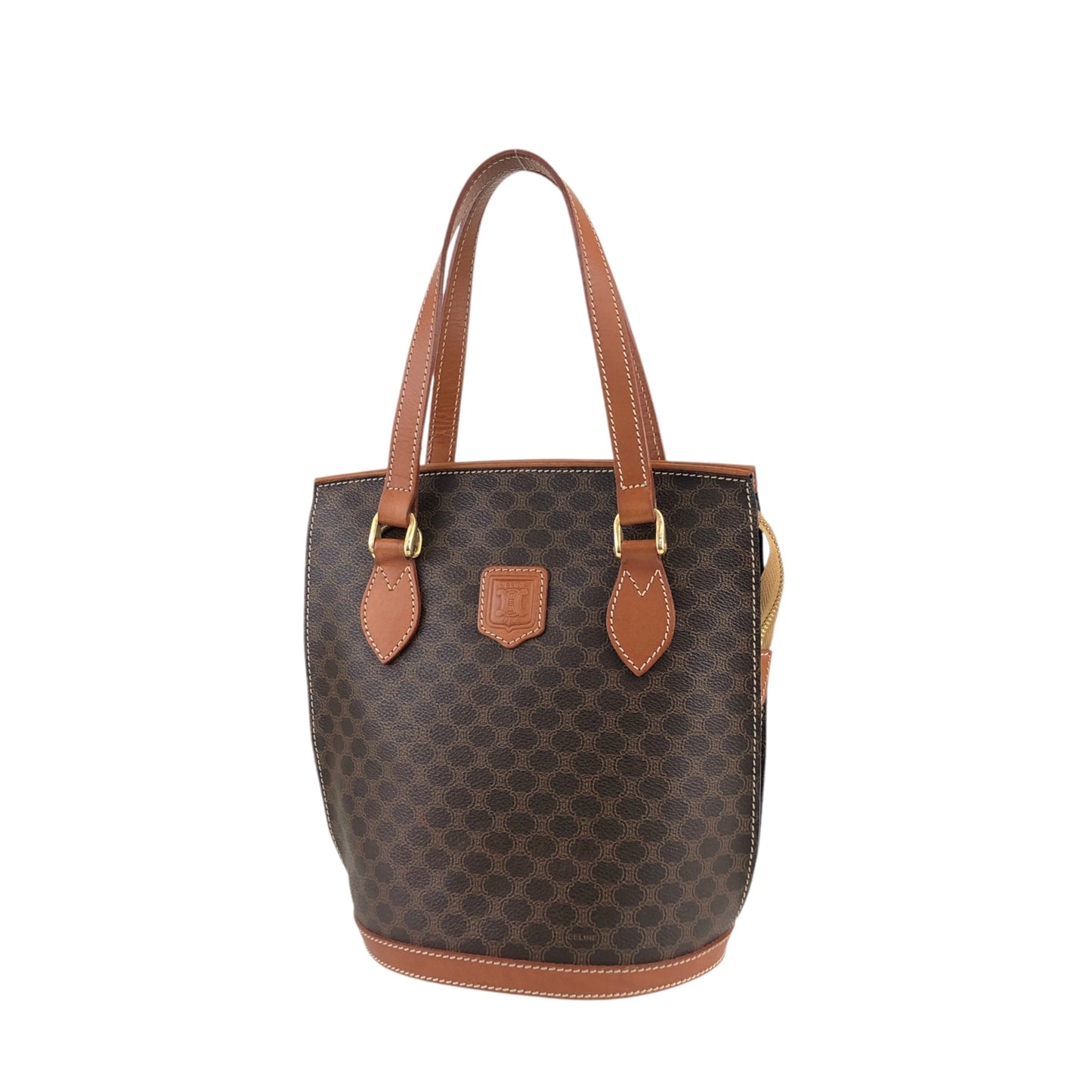 CELINE Macadam Blason Handbag Brown Vintage 5s22vy