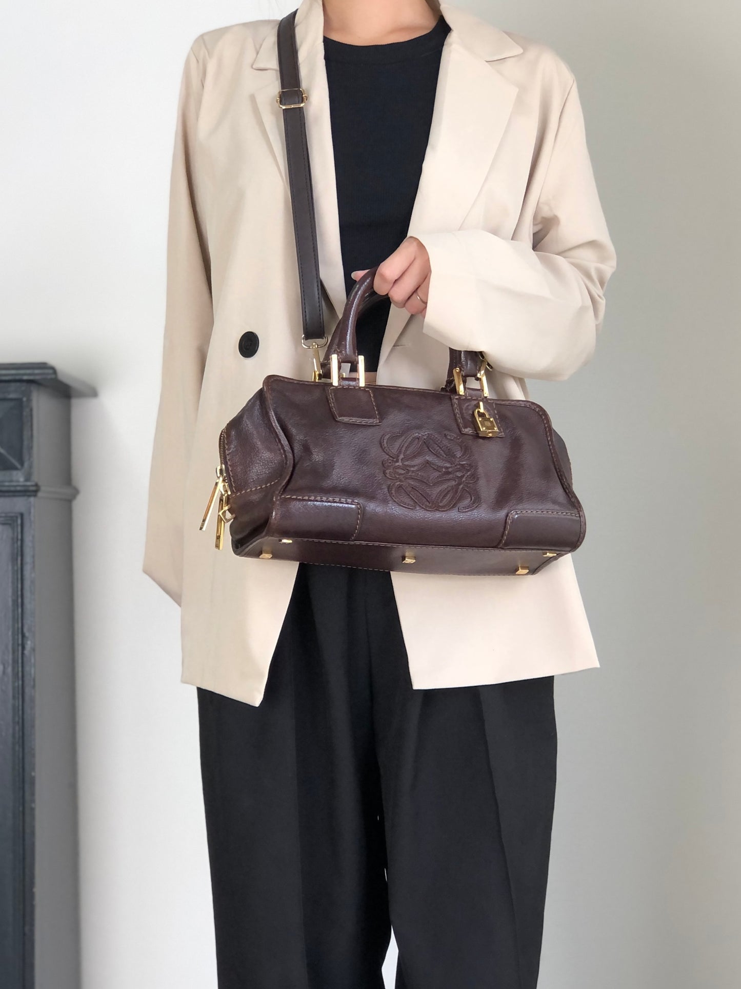 LOEWE Amazona28 Anagram Two-way Small Boston bag Shoulder bag Brown Vintage zey847