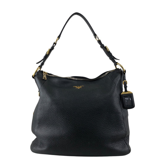 PRADA Logo Shoulder bag Black Vintage mxb7r6