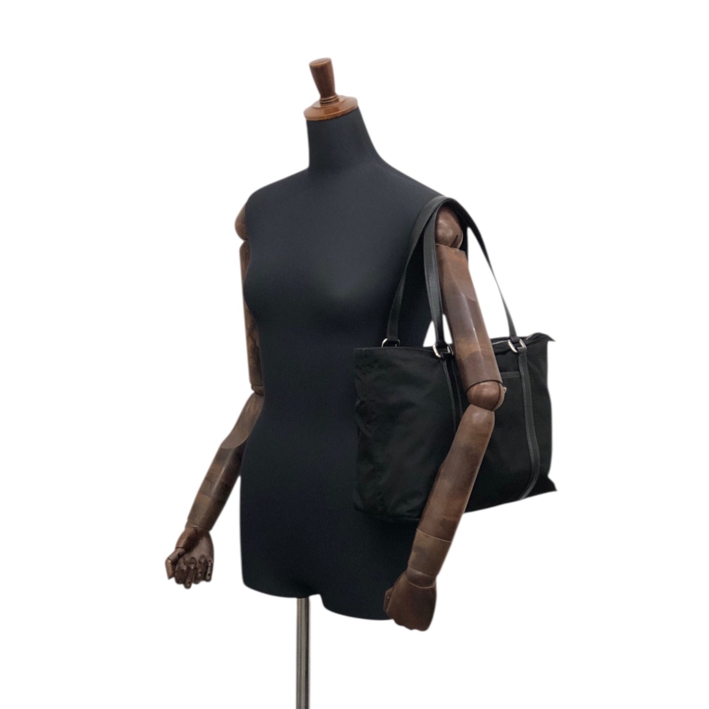 PRADA Tessuto Triangle Logo Front Pocket Totebag Black Vintage f42pyf