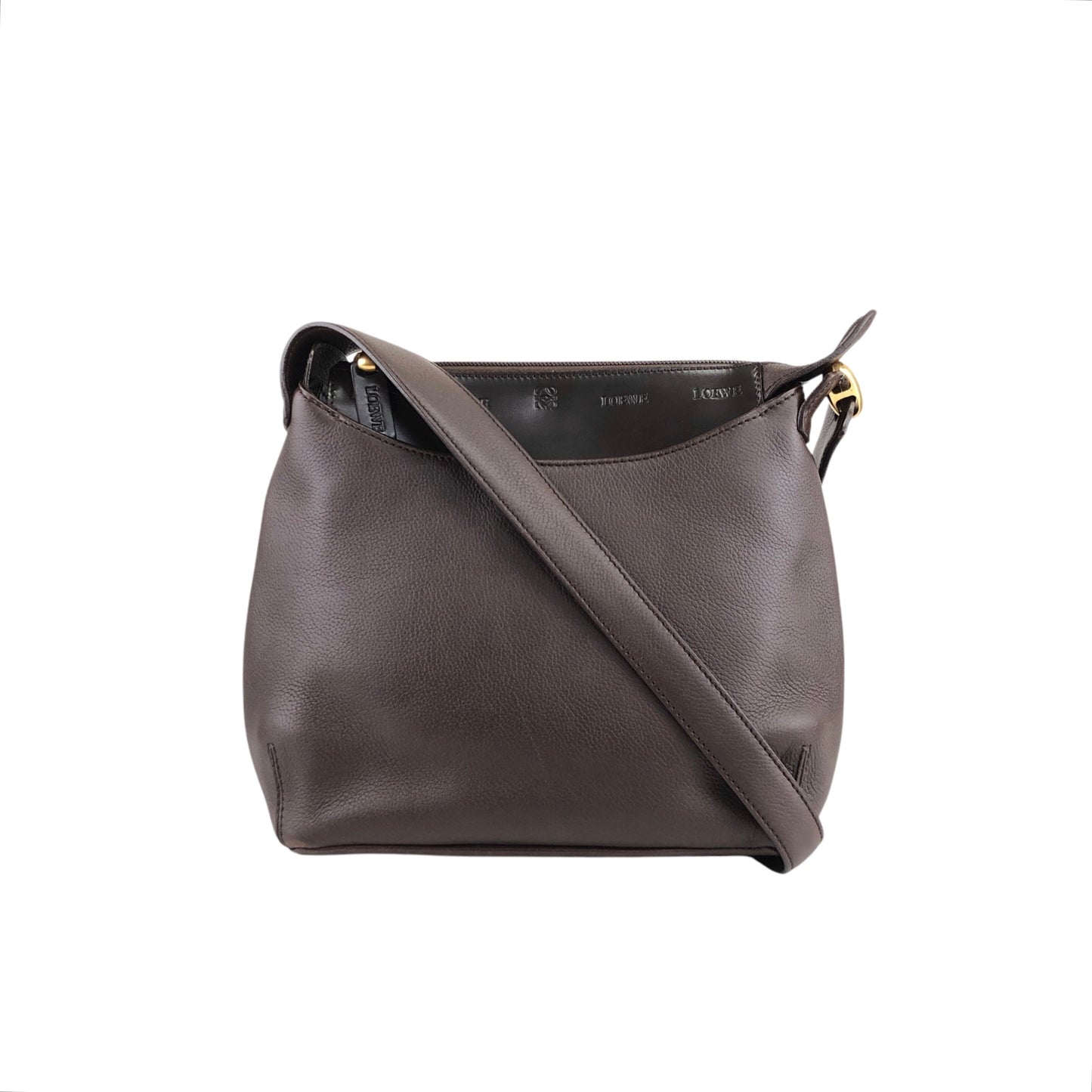 LOEWE Logo Embossed Shoulder bag Brown Vintage u3fpkx