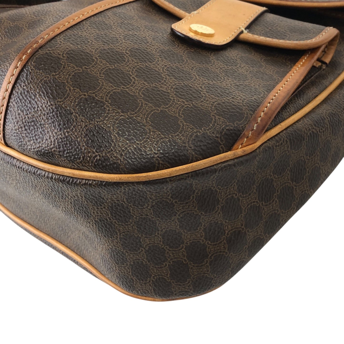 CELINE Macadam Double Pocket Shoulder bag Brown Vintage a3bmb4