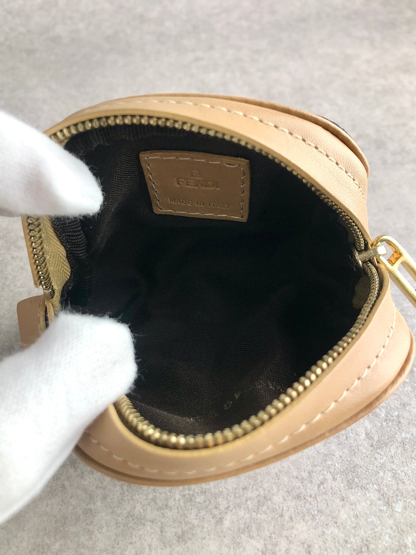 FENDI Zucca Pouch Brown Vintage 5xha2p