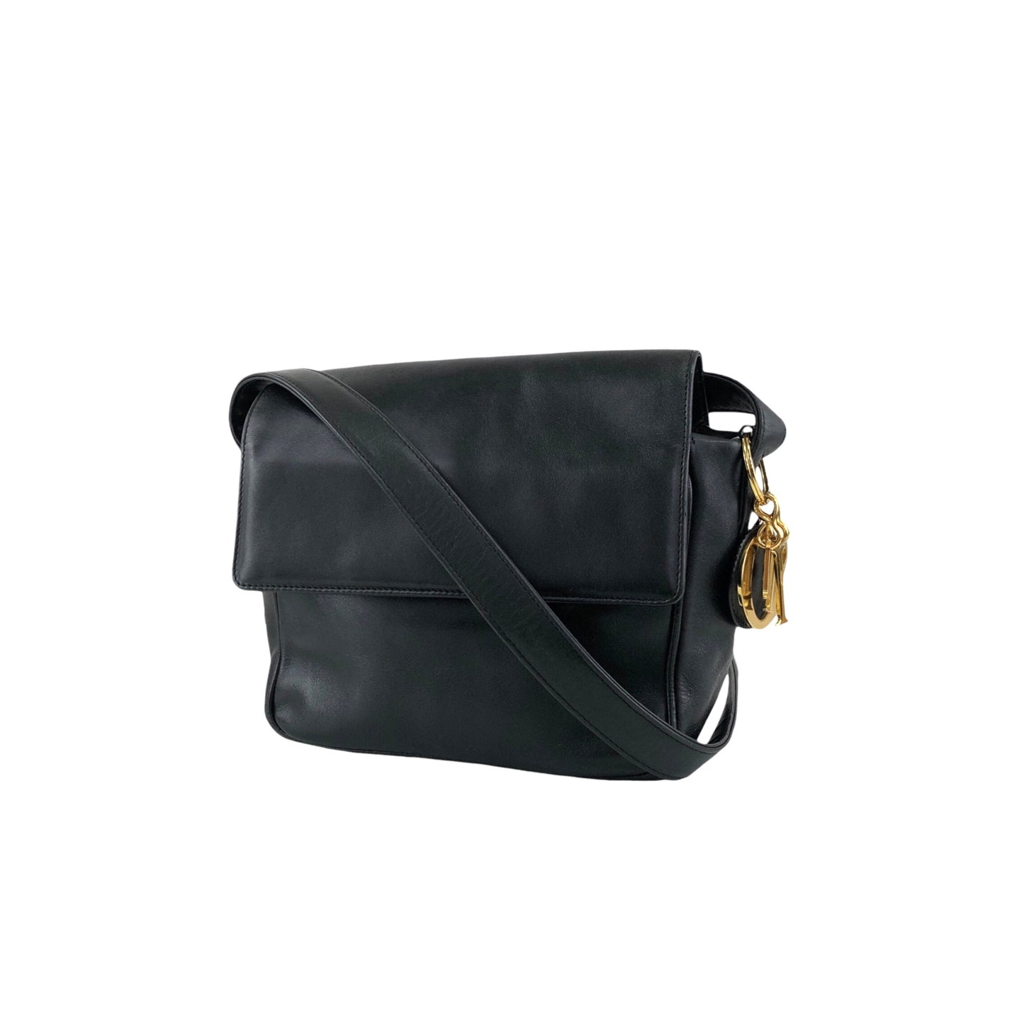 Christian Dior Logo Charm Shoulder bag Black Vintage ssswaj