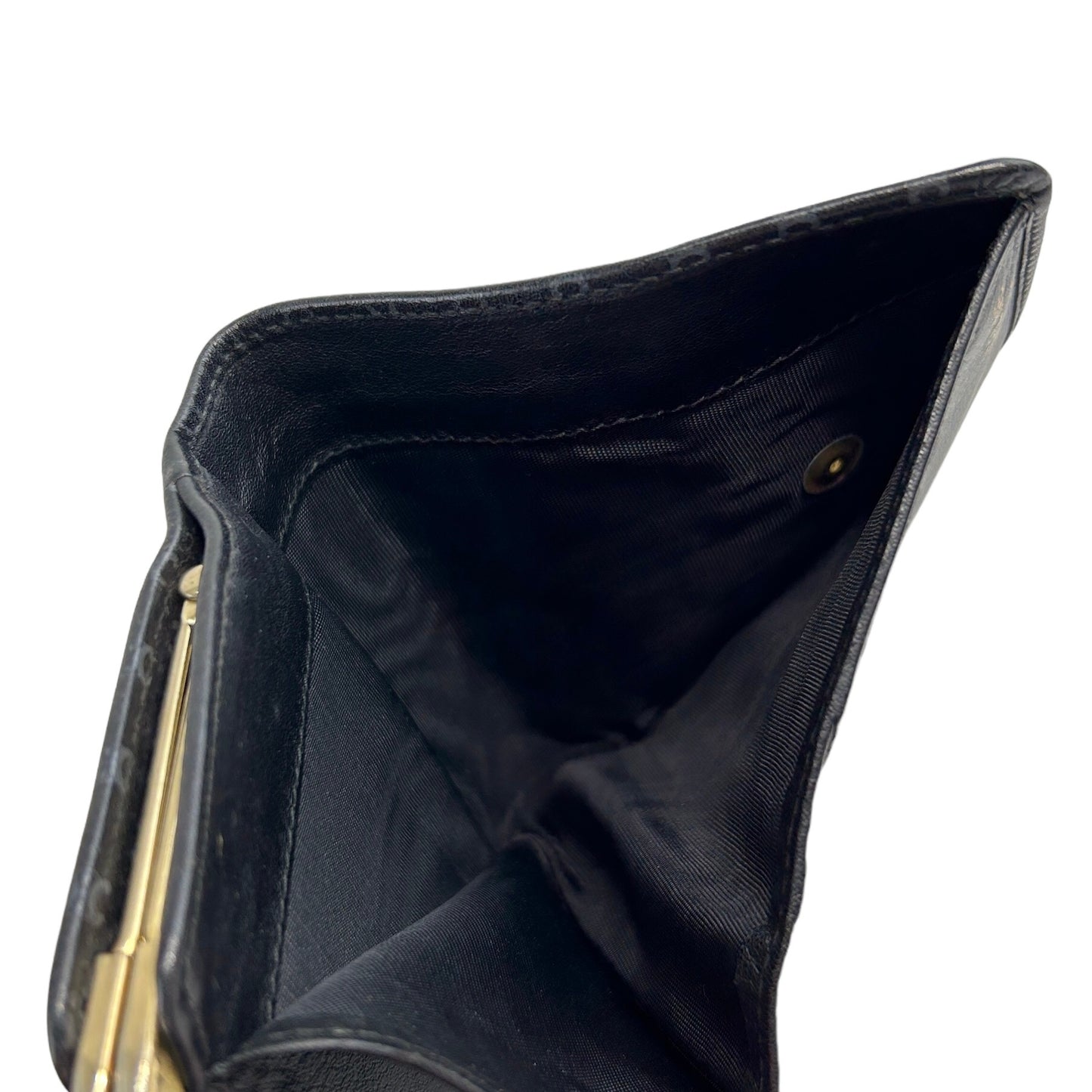 CELINE Macadam Triomphe Metal Clasp Folded Wallet Black Vintage atgwbh