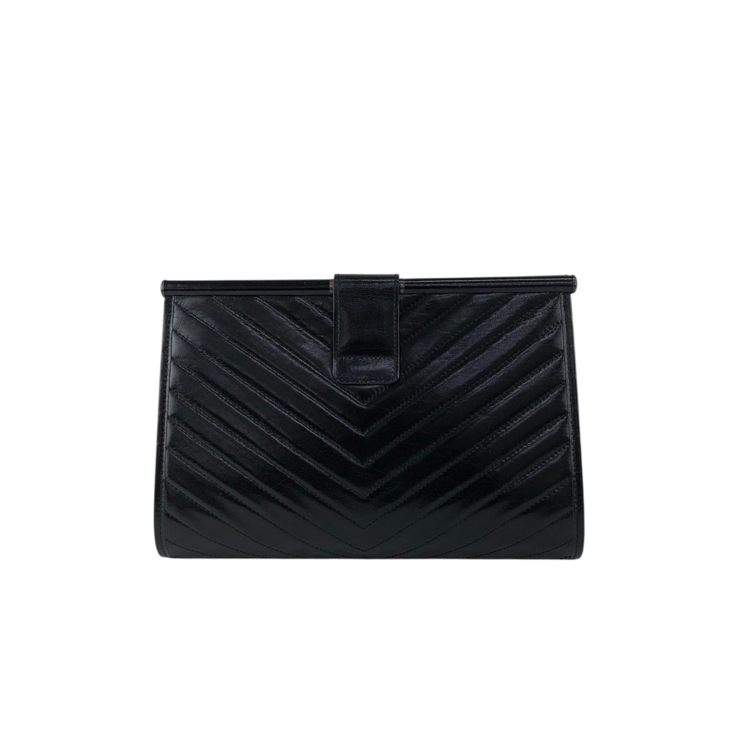 Yves Saint Laurent YSL Logo Bias Stitch Clutch bag Black Vintage b3p3mj